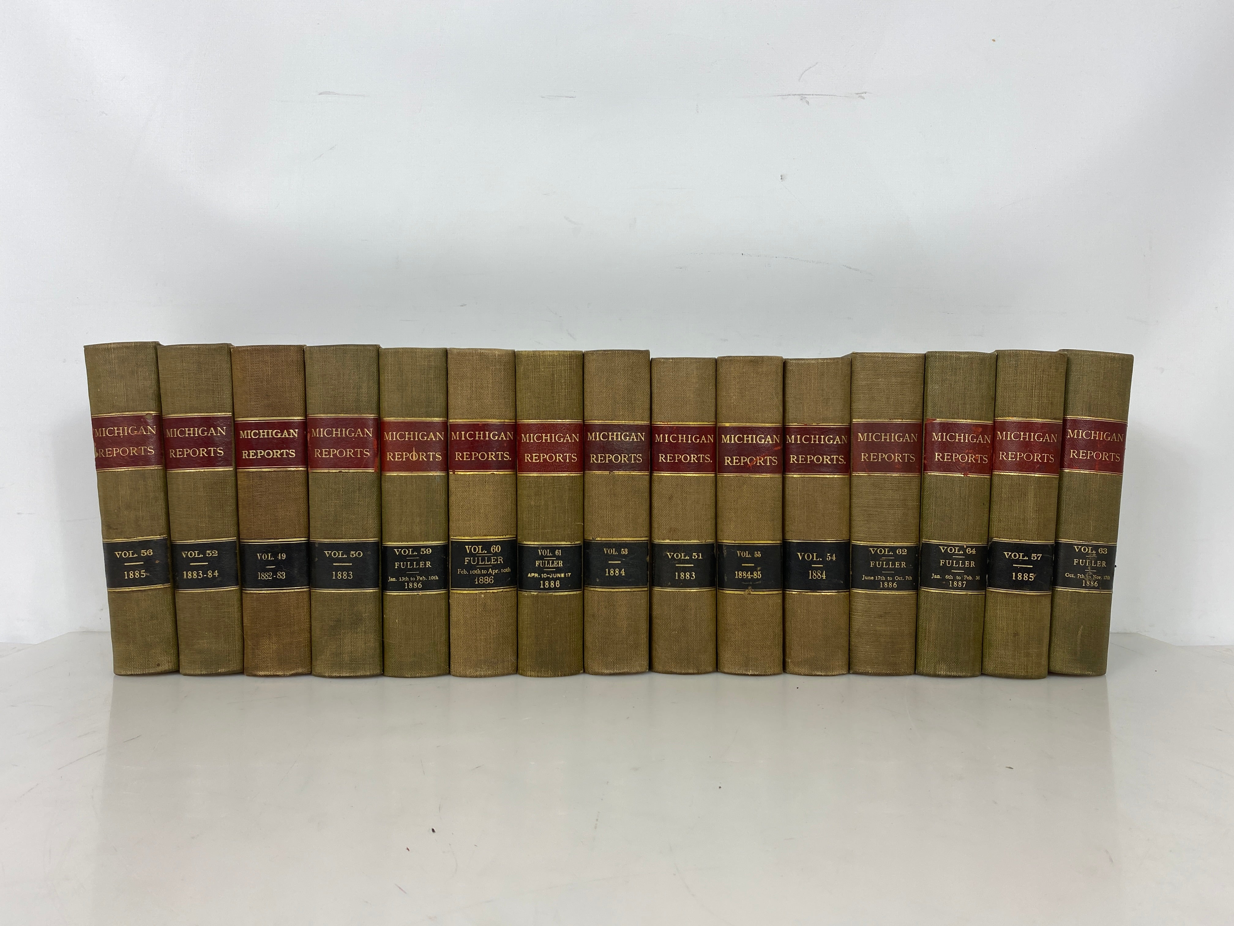 Set of 15: Michigan Reports Vol. 49-57, 59-64 1883-89 HC