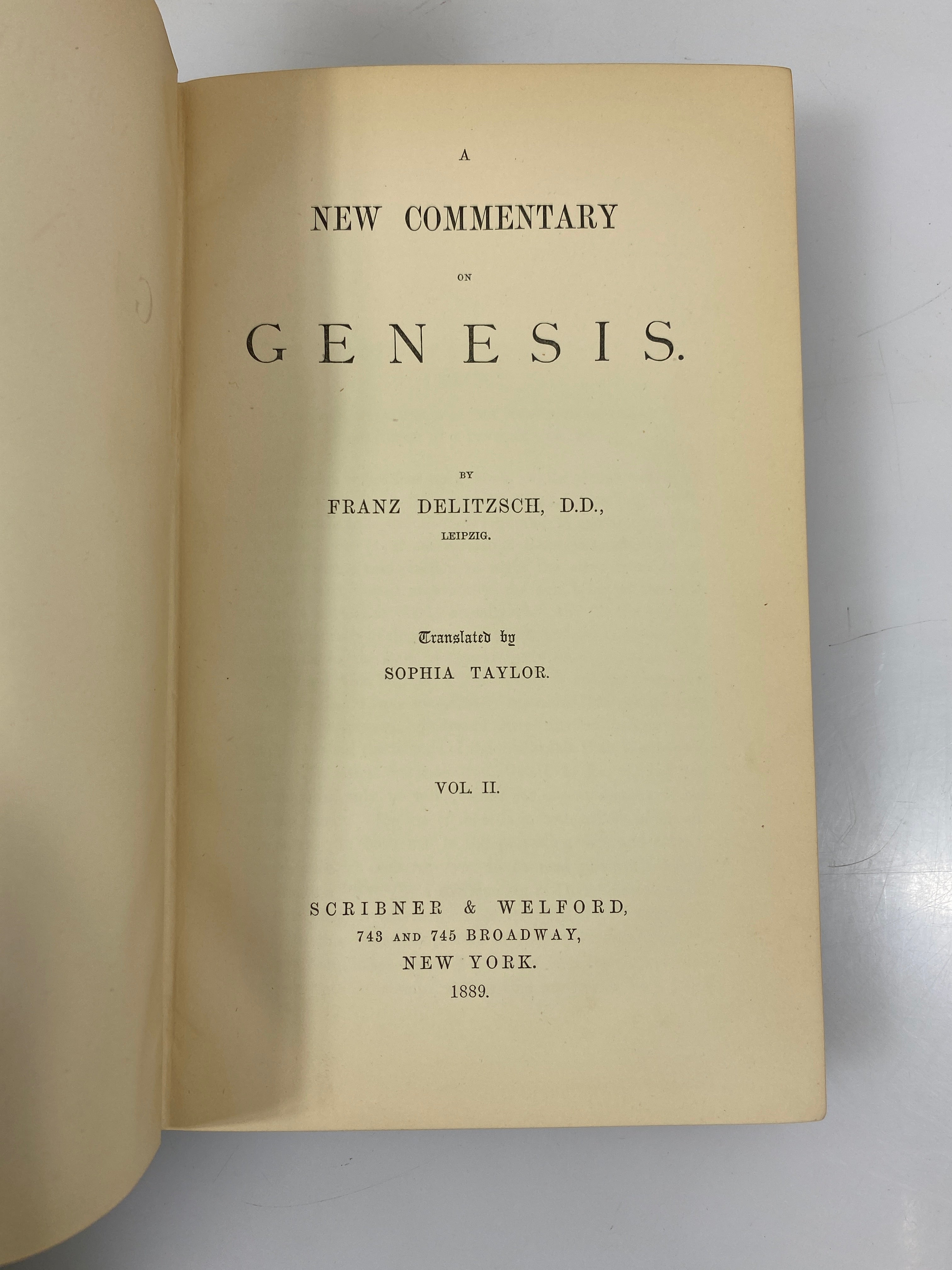 Set of 2: A New Commentary on Genesis by Delitzsch Vol. I-II 1889 HC