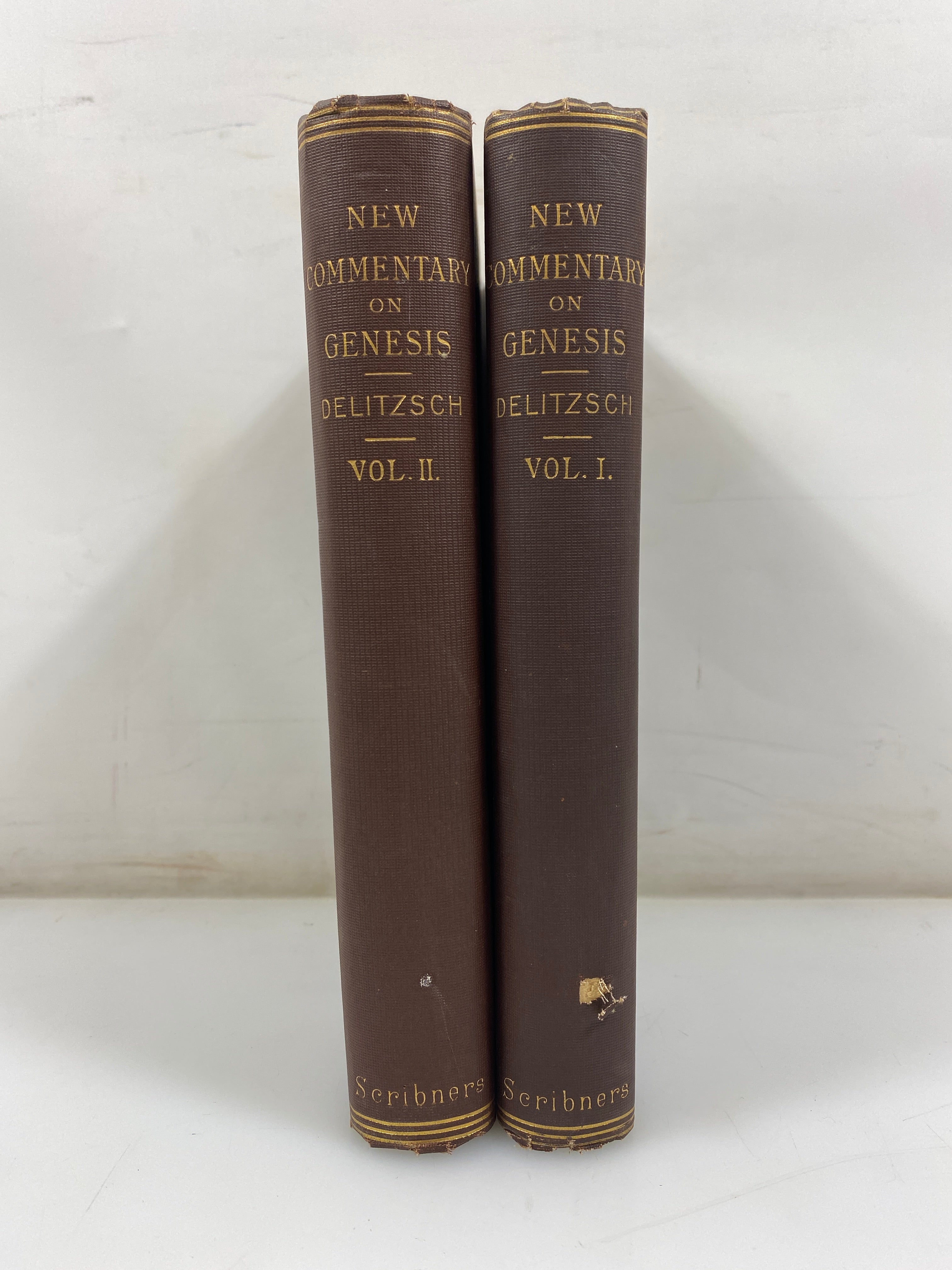 Set of 2: A New Commentary on Genesis by Delitzsch Vol. I-II 1889 HC