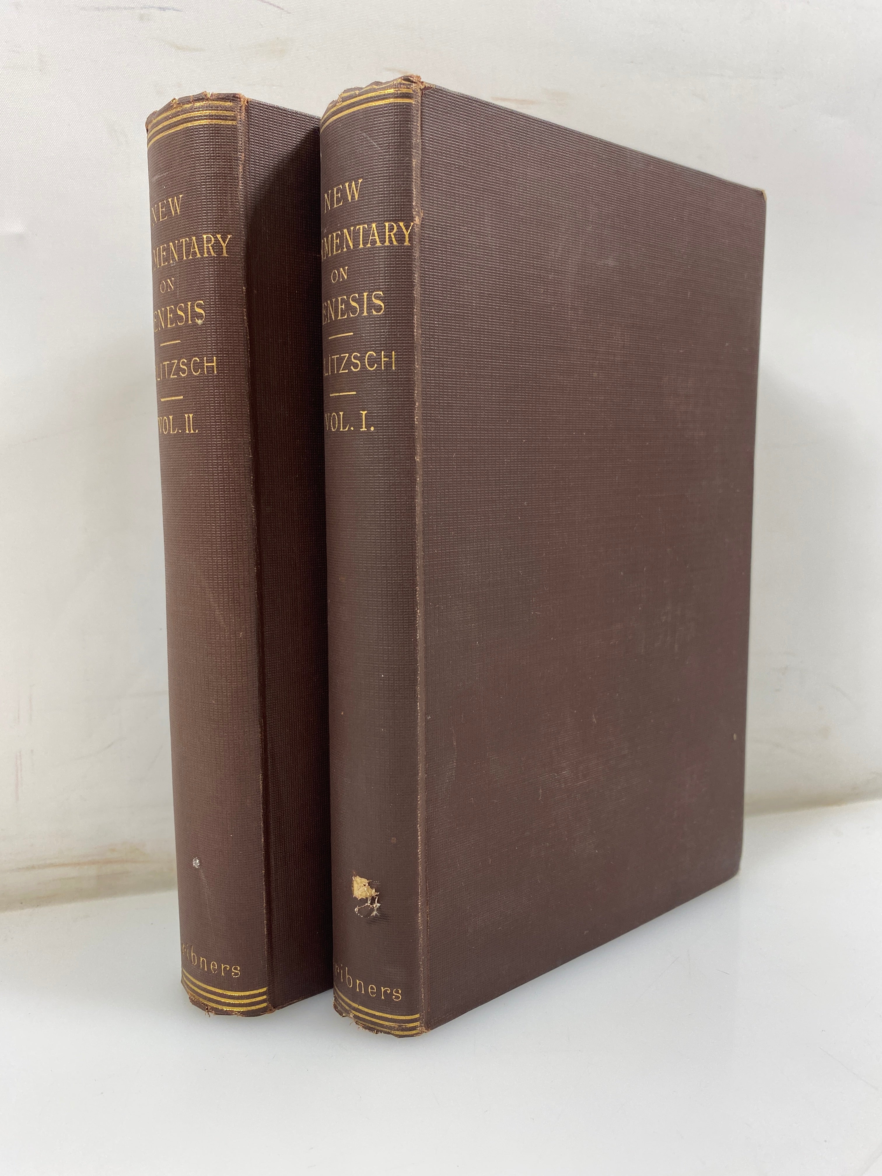 Set of 2: A New Commentary on Genesis by Delitzsch Vol. I-II 1889 HC