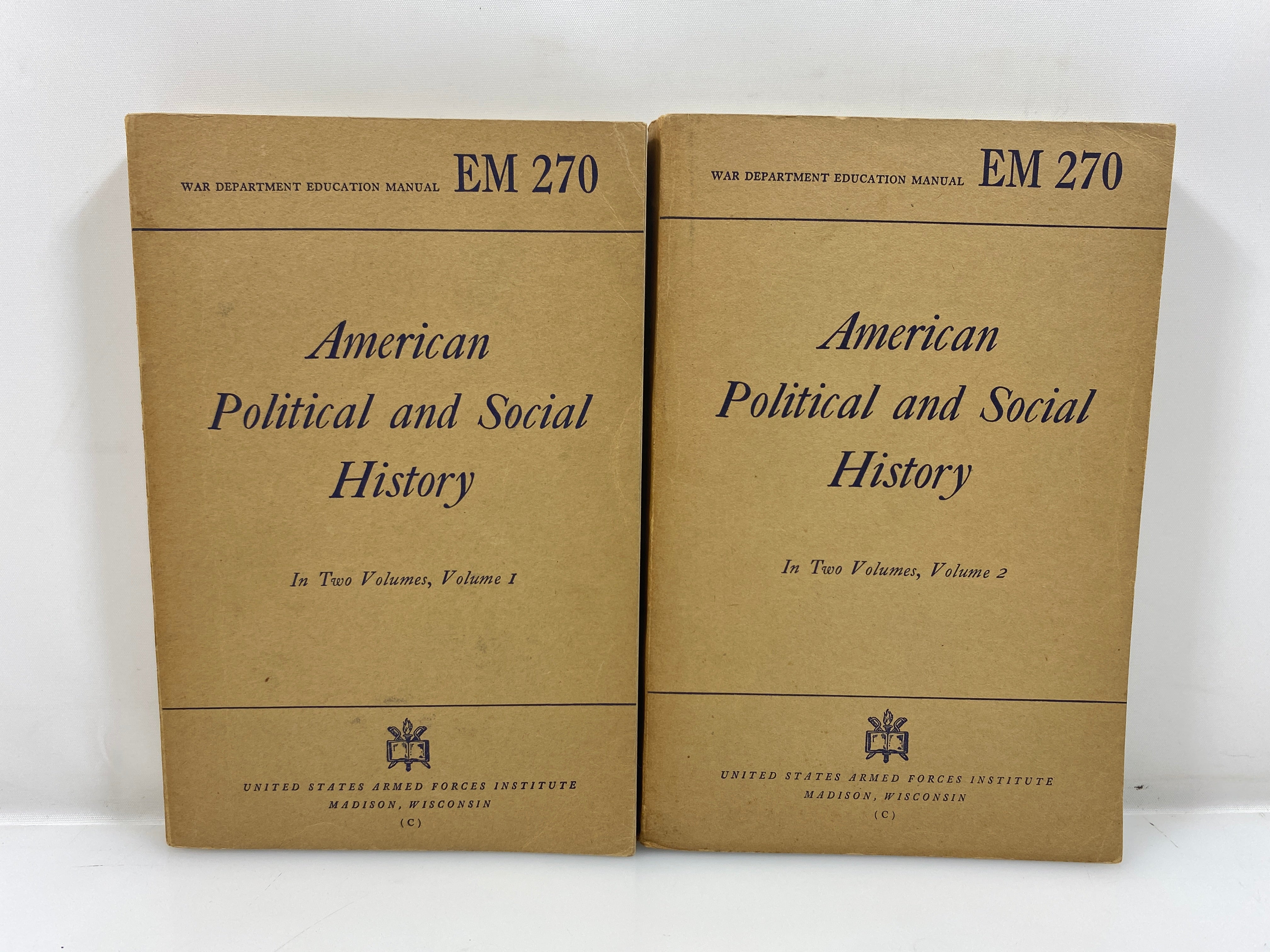 Set of 2: American Political and Social History Vol 1-2 War Department 1943 SC