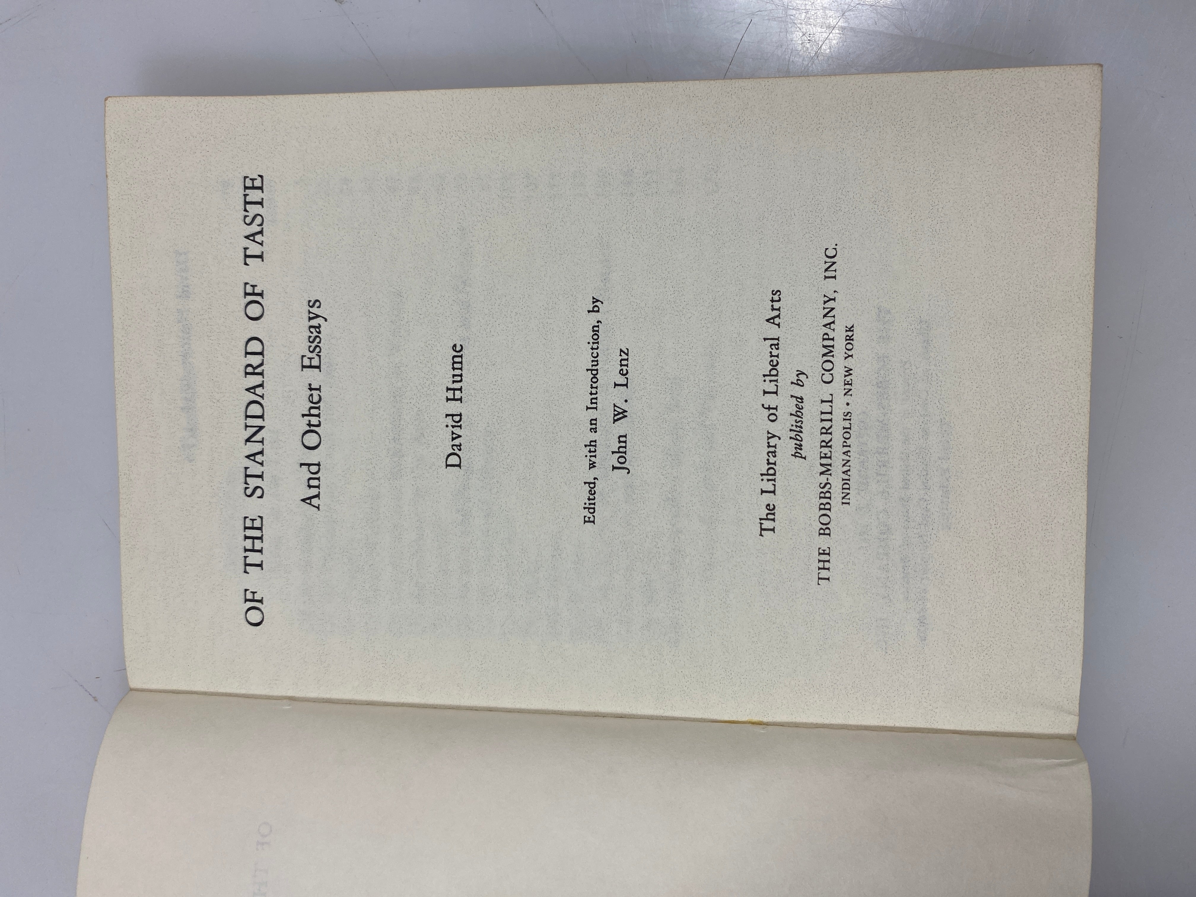 Set of 2 David Hume Paperbacks Human Understanding/Standard of Taste 1970s