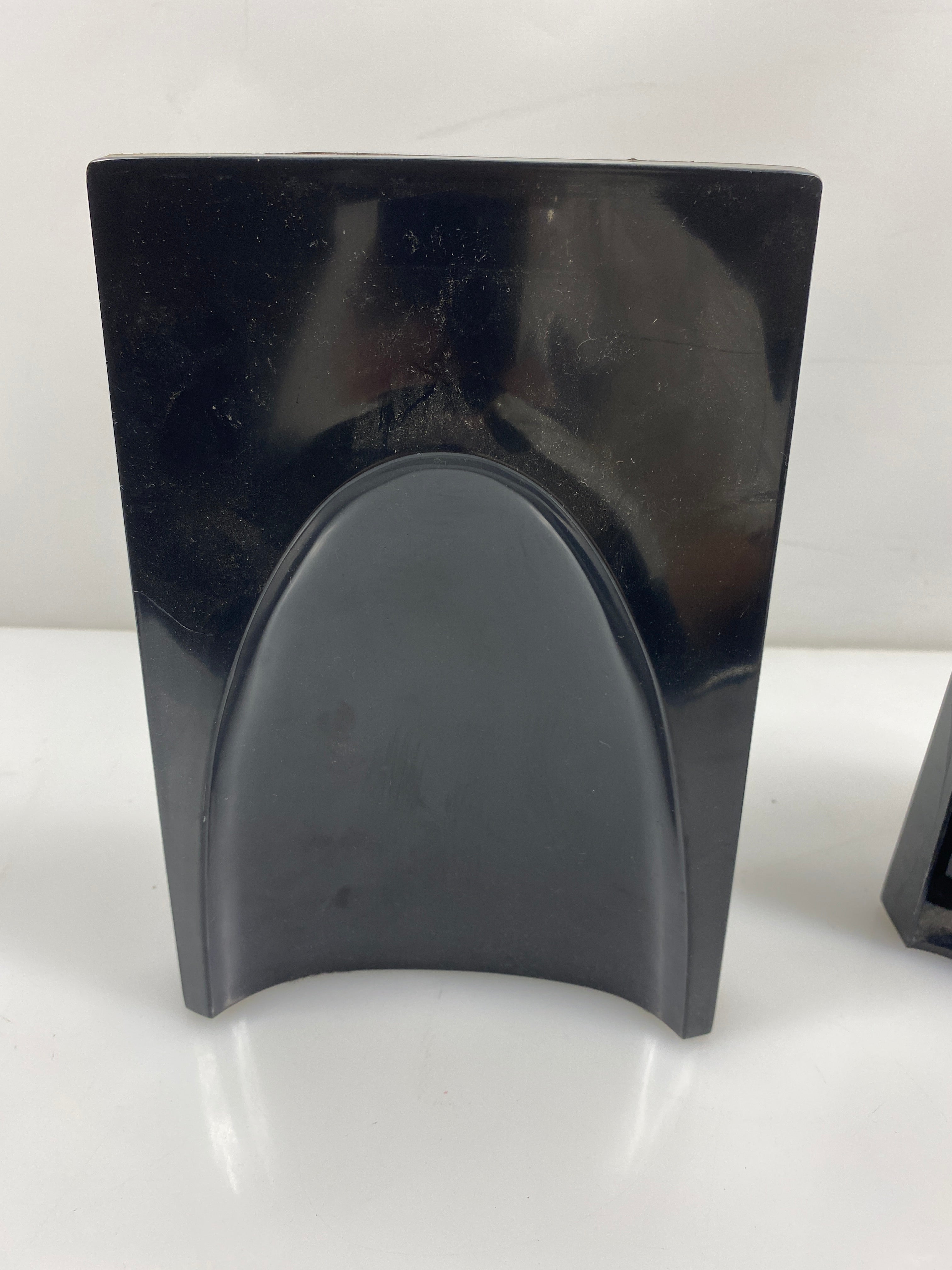 Set of 2 Gaylord Vintage Black Plastic Bookends w/ Cork Bottom