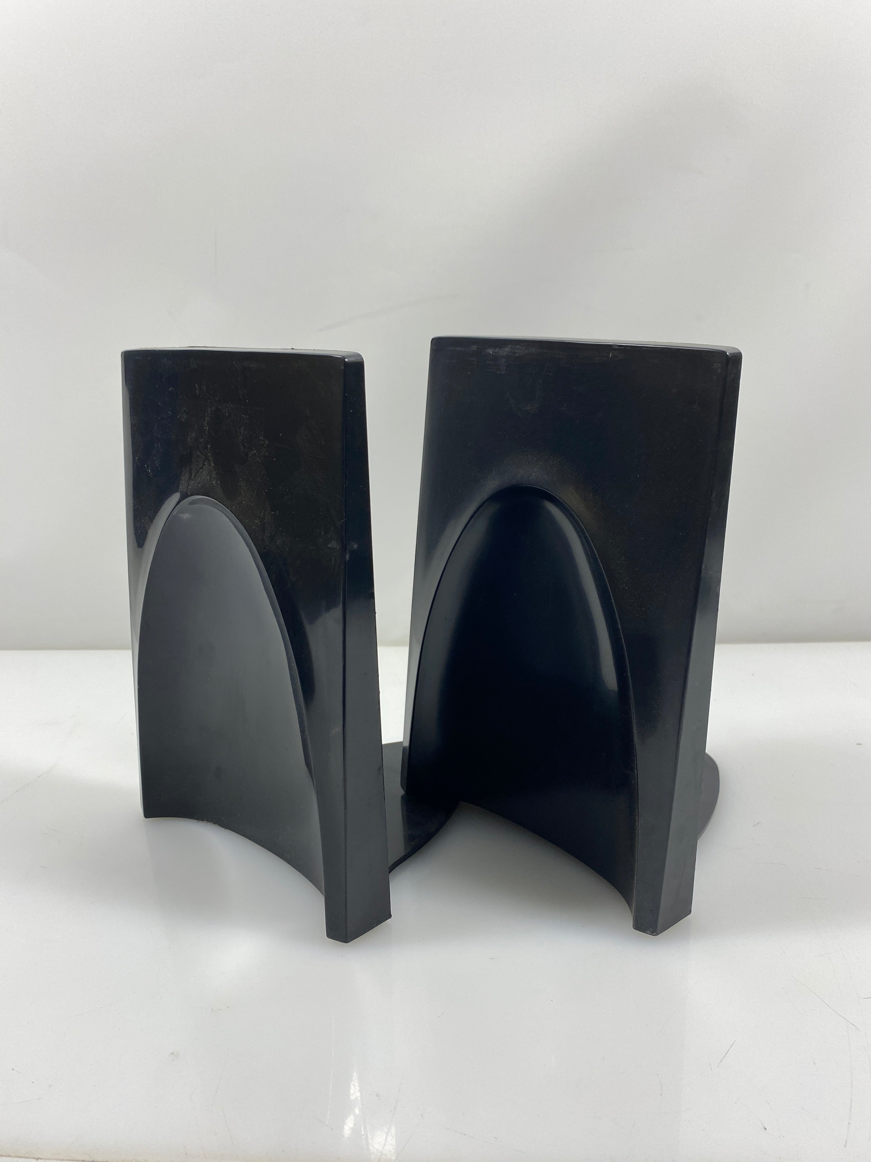 Set of 2 Gaylord Vintage Black Plastic Bookends w/ Cork Bottom