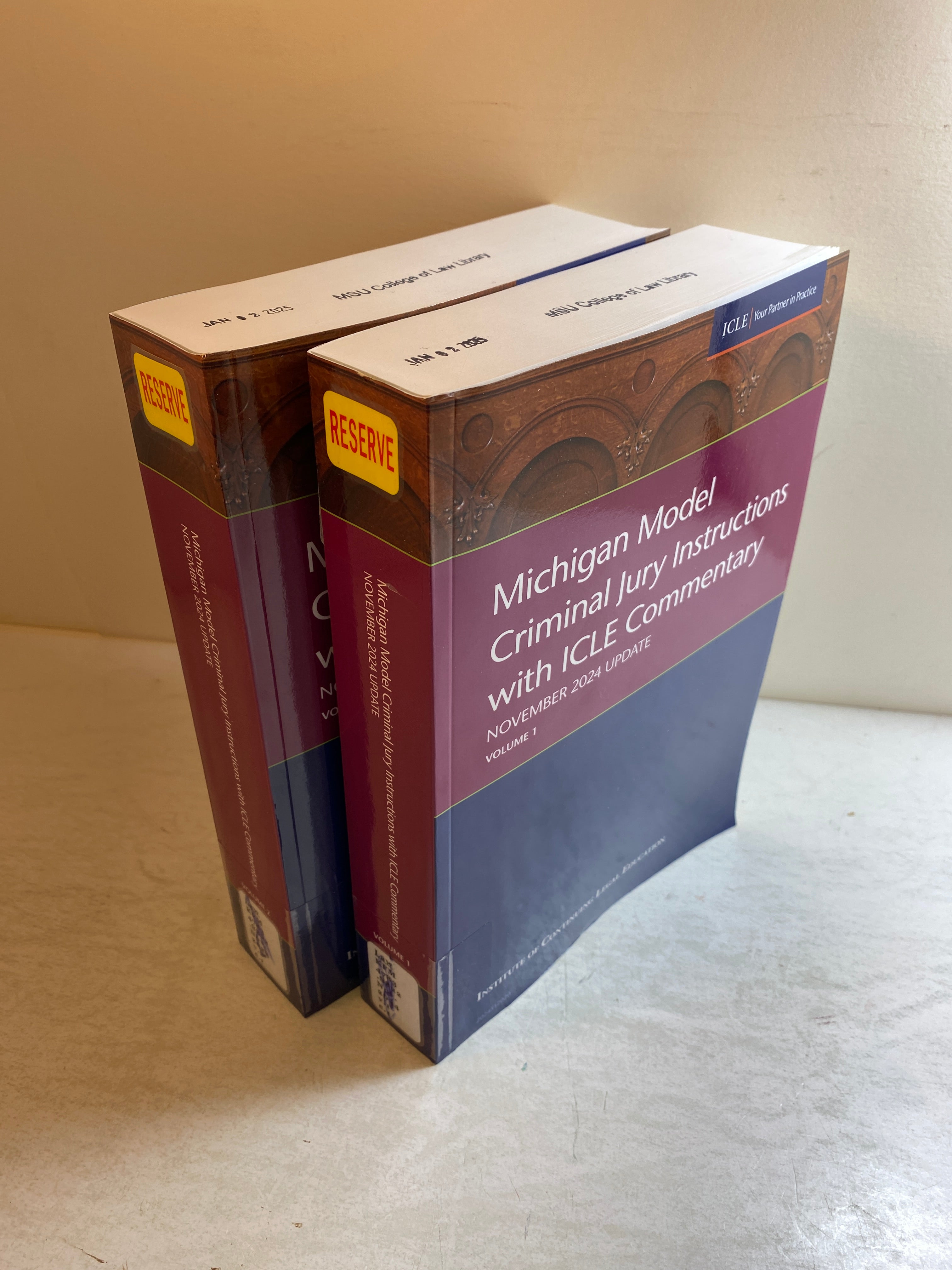 Set of 2 ICLE Michigan Model Criminal Jury Instructions Ex Lib SC 2024