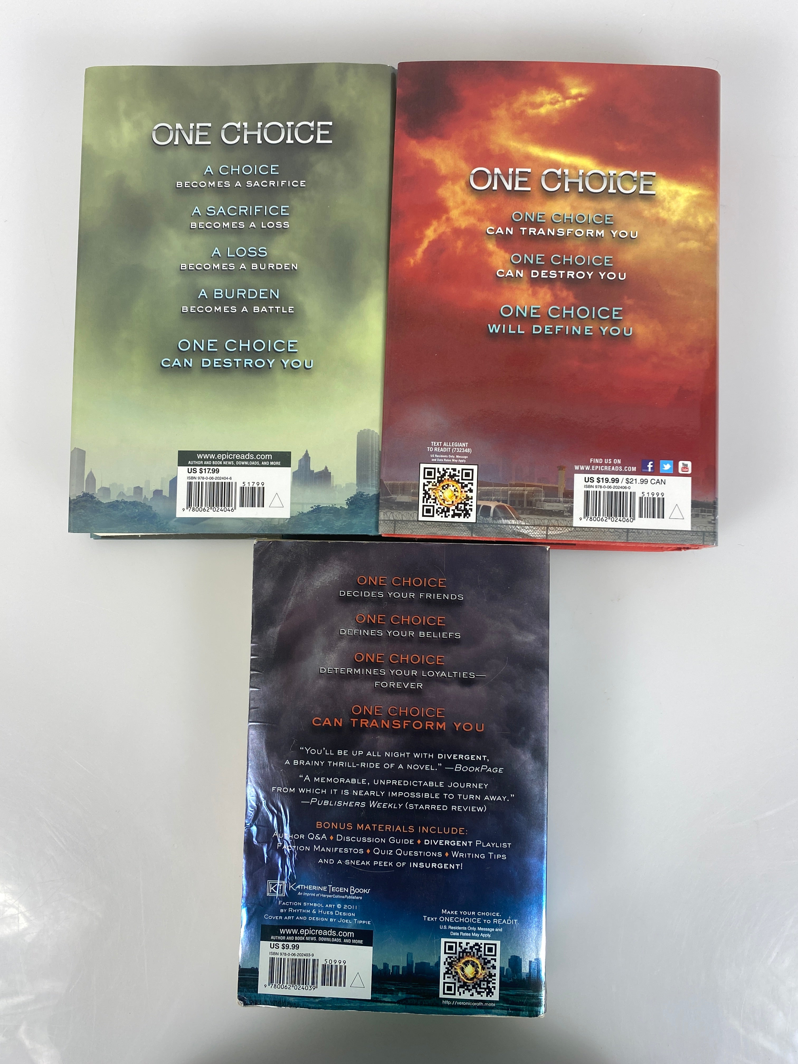 Set of 3 Divergent Series Veronica Roth 1SC 2 HC 2011-2013
