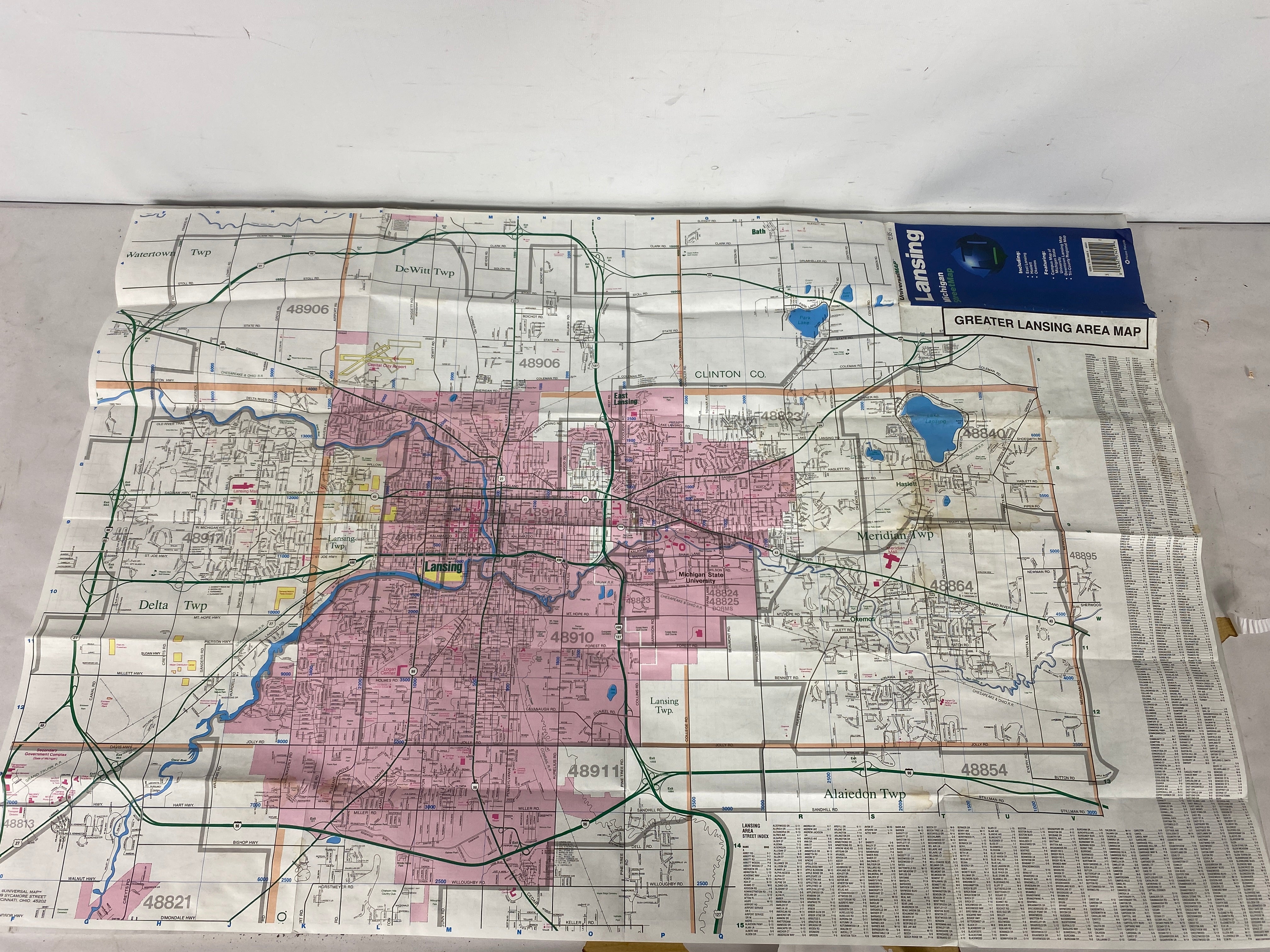 Set of 3 Michigan & Lansing Maps Universal Maps
