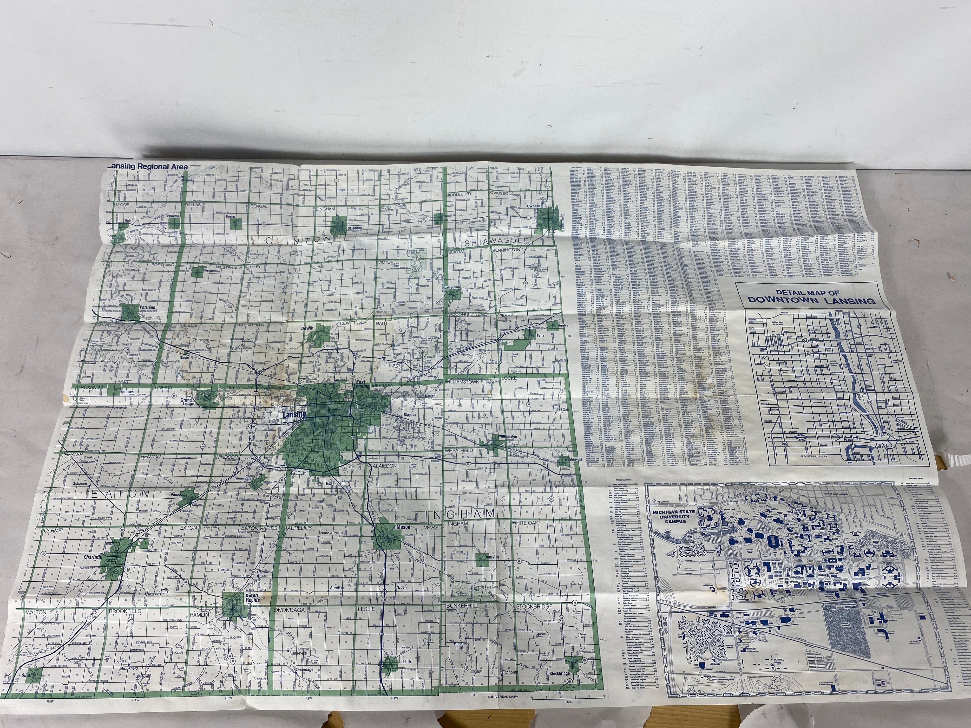 Set of 3 Michigan & Lansing Maps Universal Maps