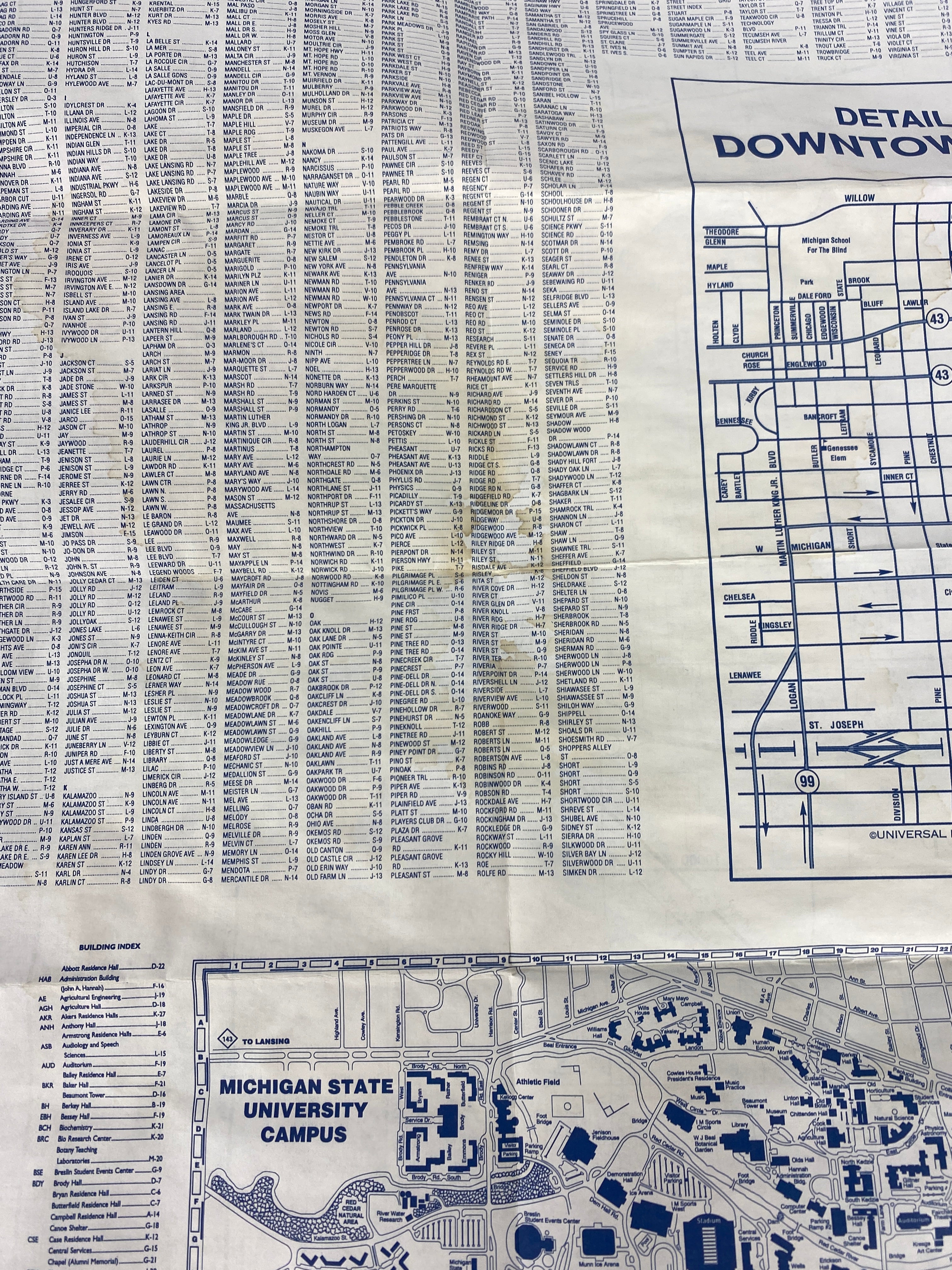 Set of 3 Michigan & Lansing Maps Universal Maps