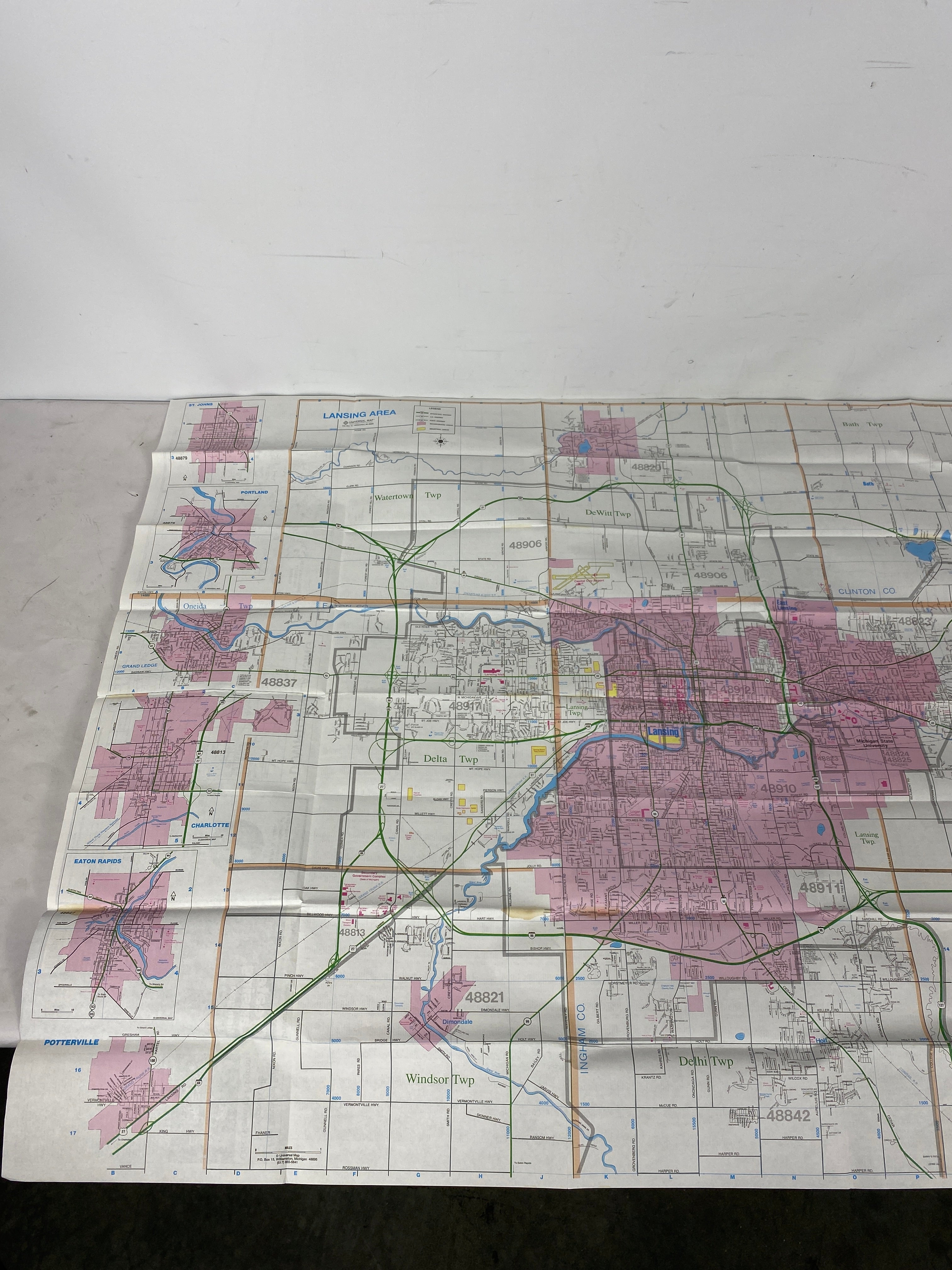 Set of 3 Michigan & Lansing Maps Universal Maps