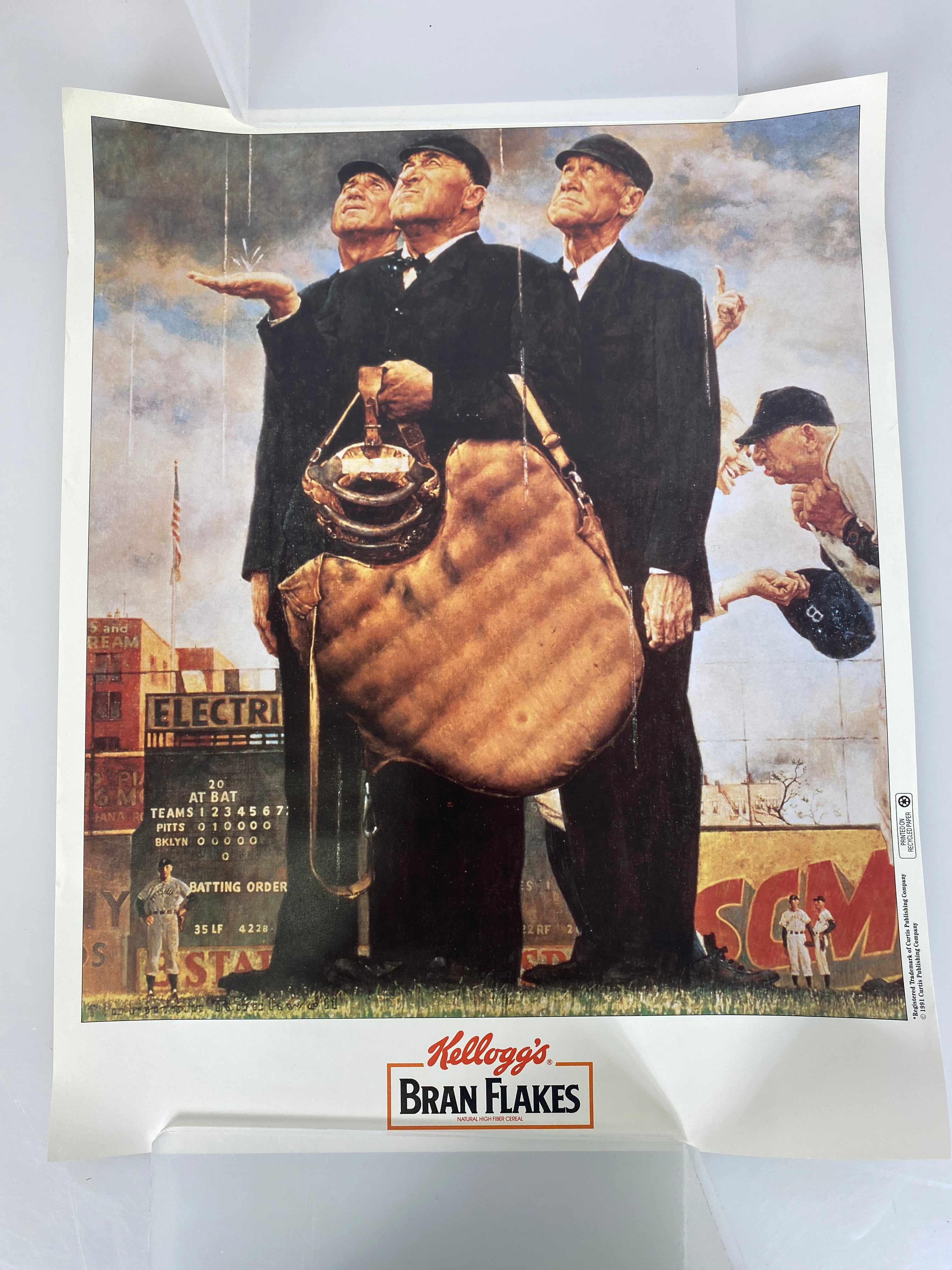 Set of 3 Normal Rockwell Baseball Poster Bran Flakes 1991