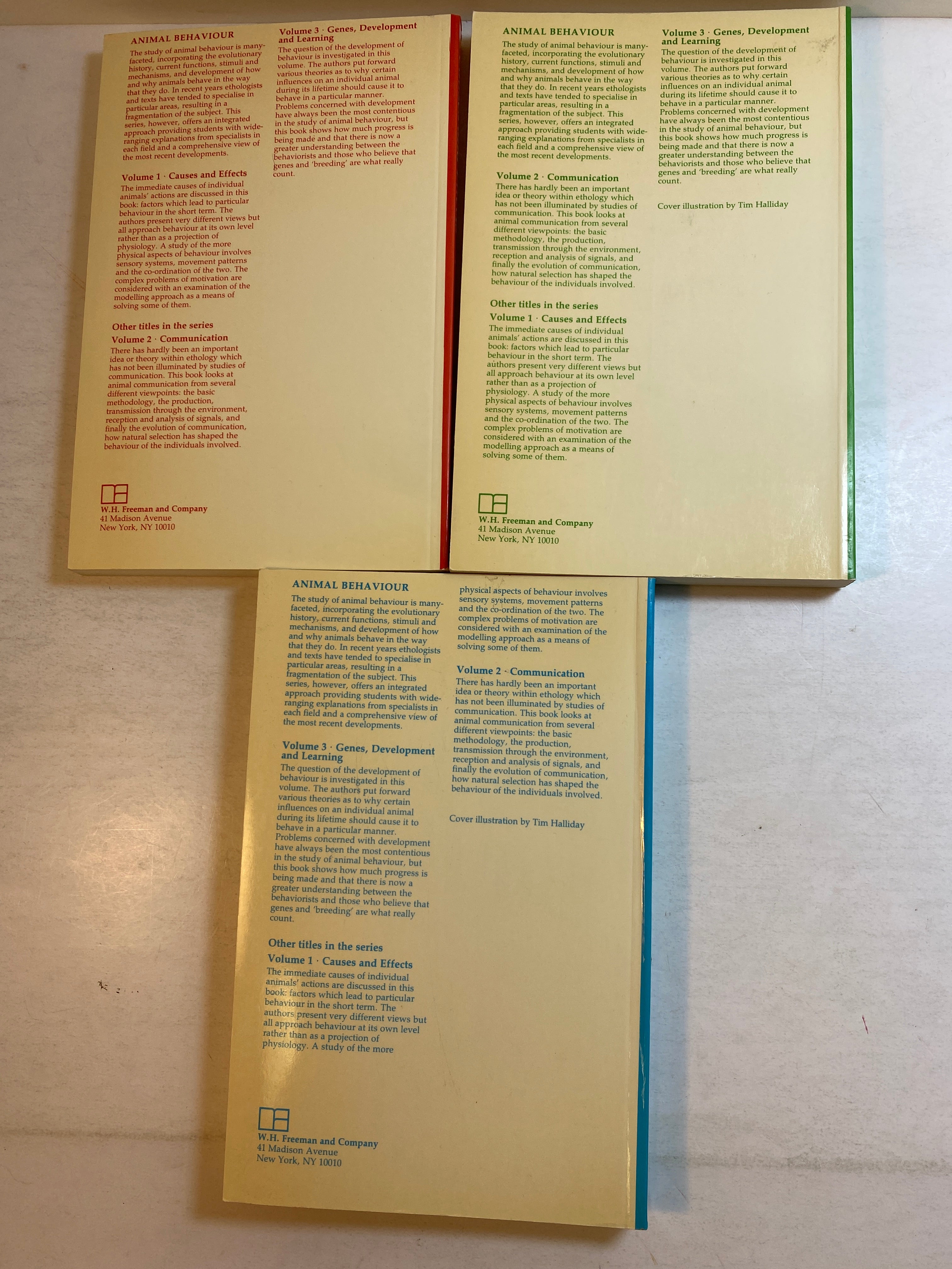 Set of 3 Volumes Animal Behavior Halliday and Slater SC 1983
