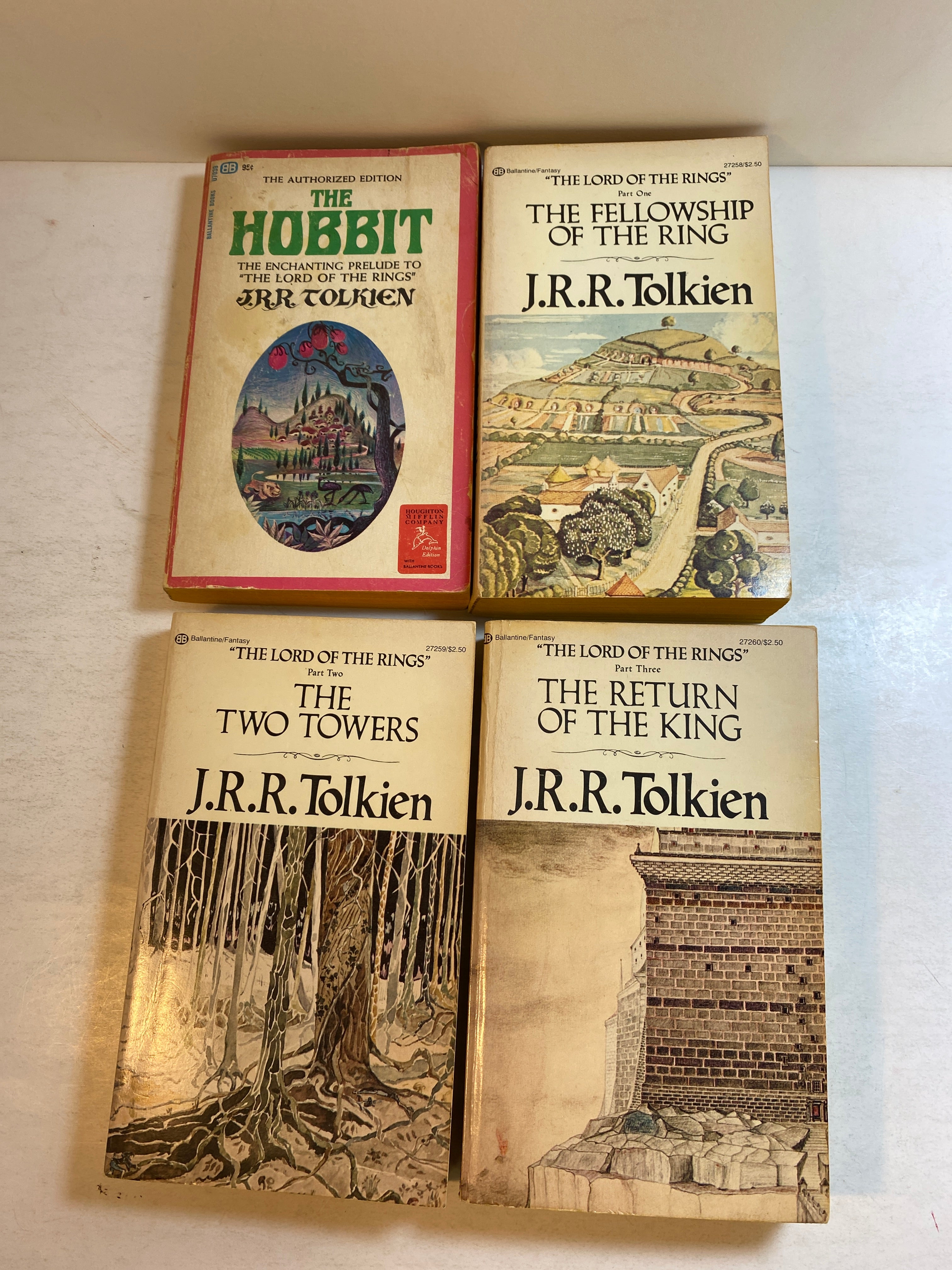 Set of 4 Lord of the Rings Series and the Hobbit JRR Tolkien 1965-1977