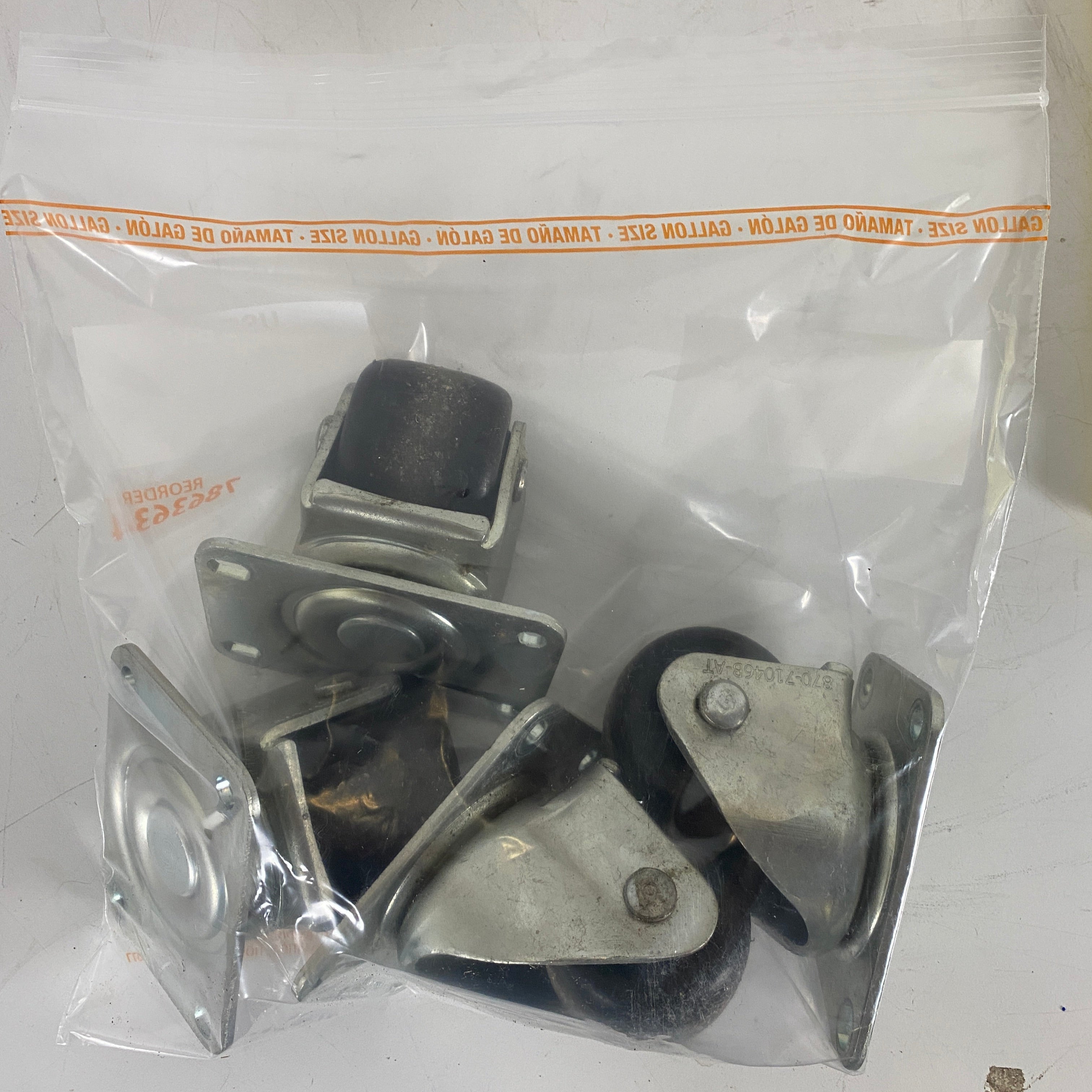 Set of 4 Non Locking Silver Casters
