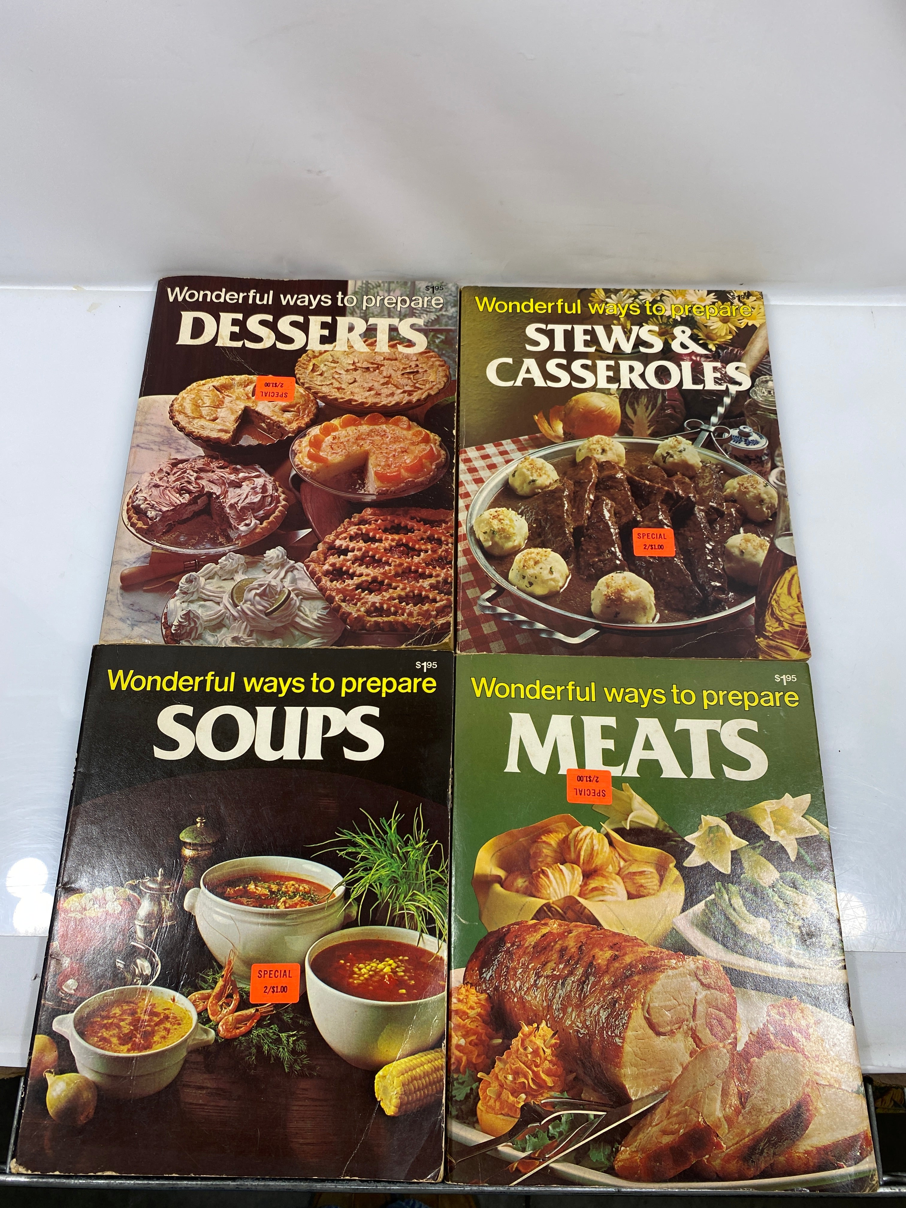 Set of 4: Wonderful Ways to Prepare Soup/Desserts/Meats/Stews SC