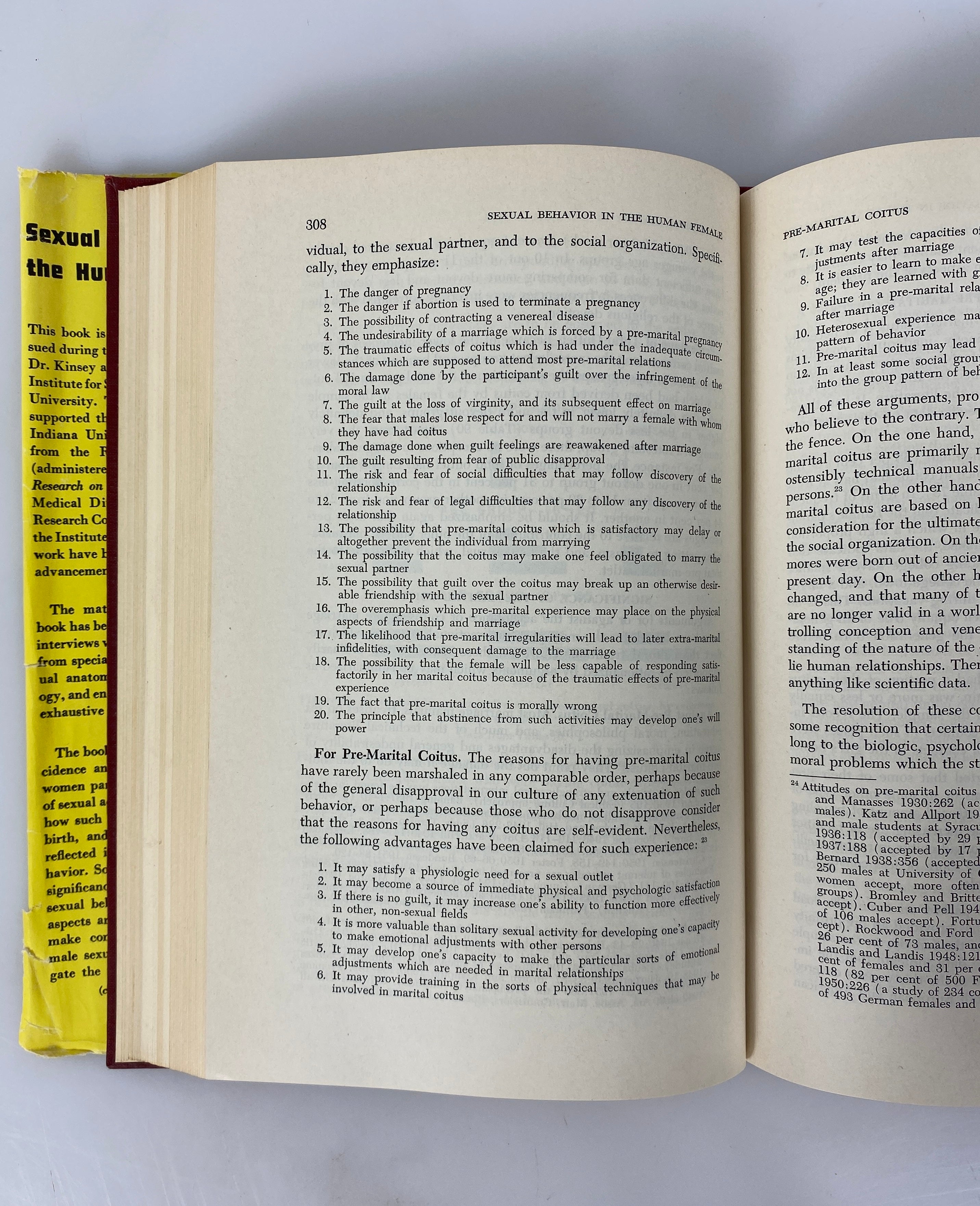 Sexual Behavior in the Human Female by Kinsey 1953 1st Edition HC DJ