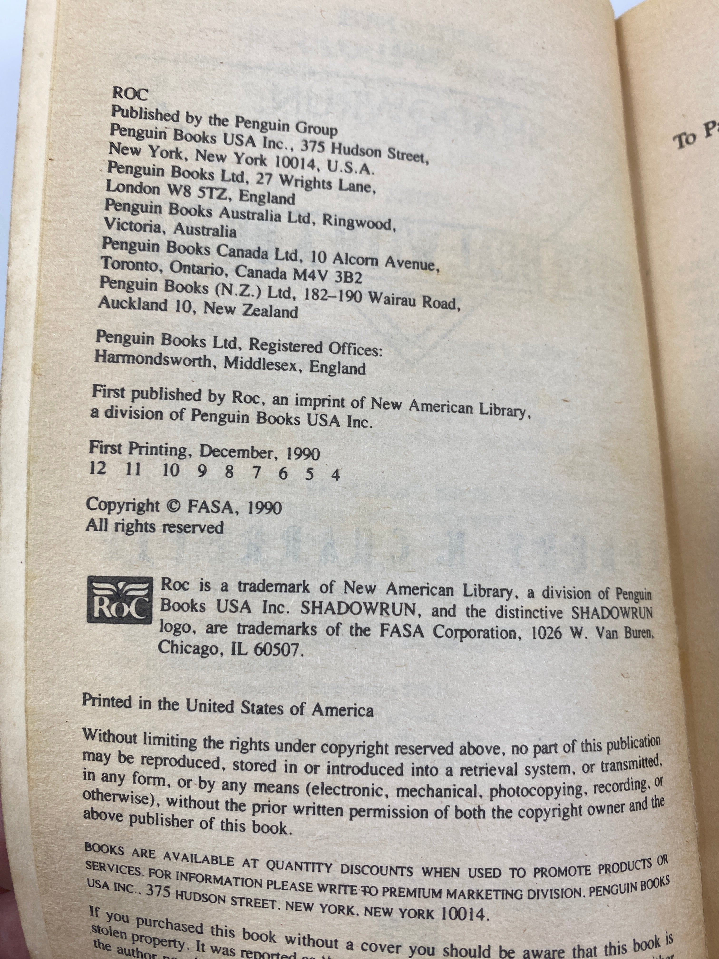 Shadowrun Secrets of Power Deal with Dragon Paperback 1990