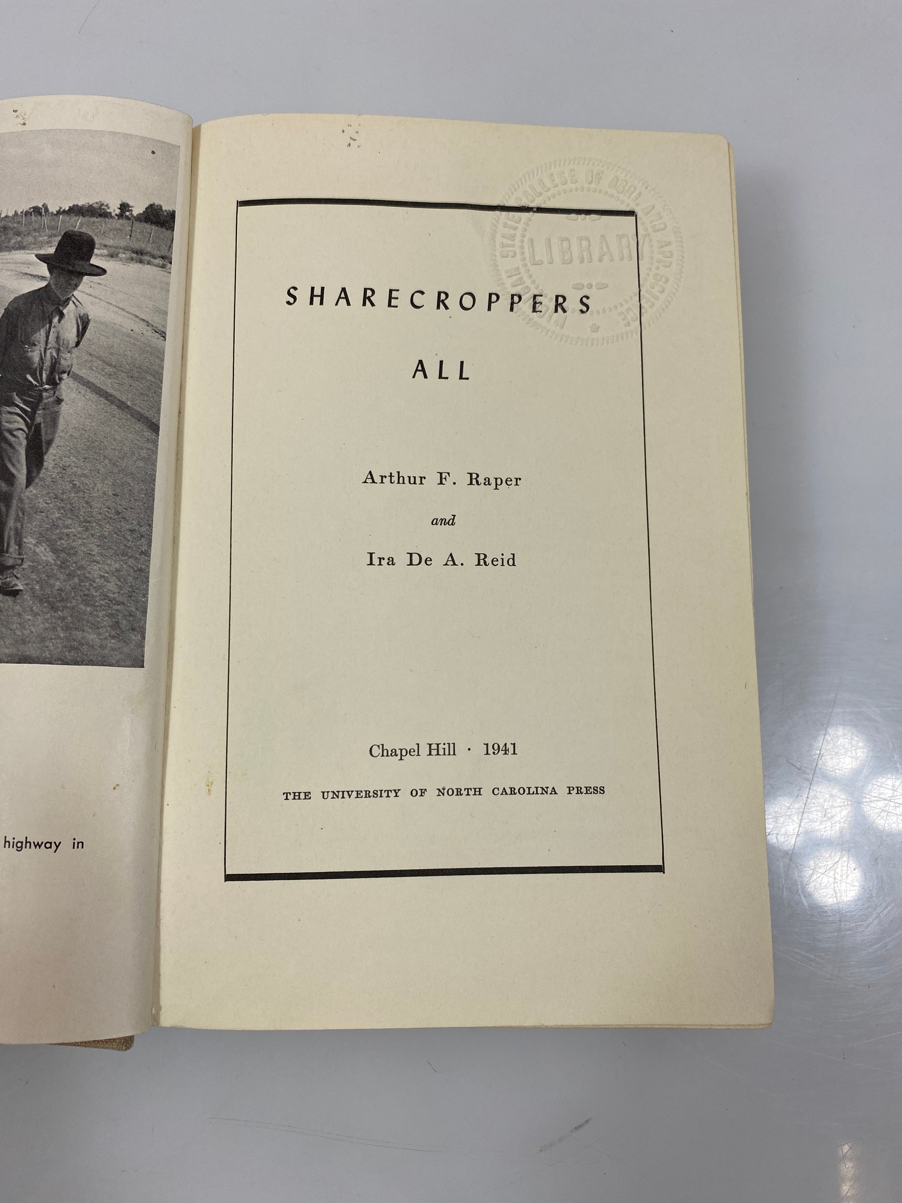 Sharecroppers All by Arthur Raper/Ira Reid Ex-library 1941 HC