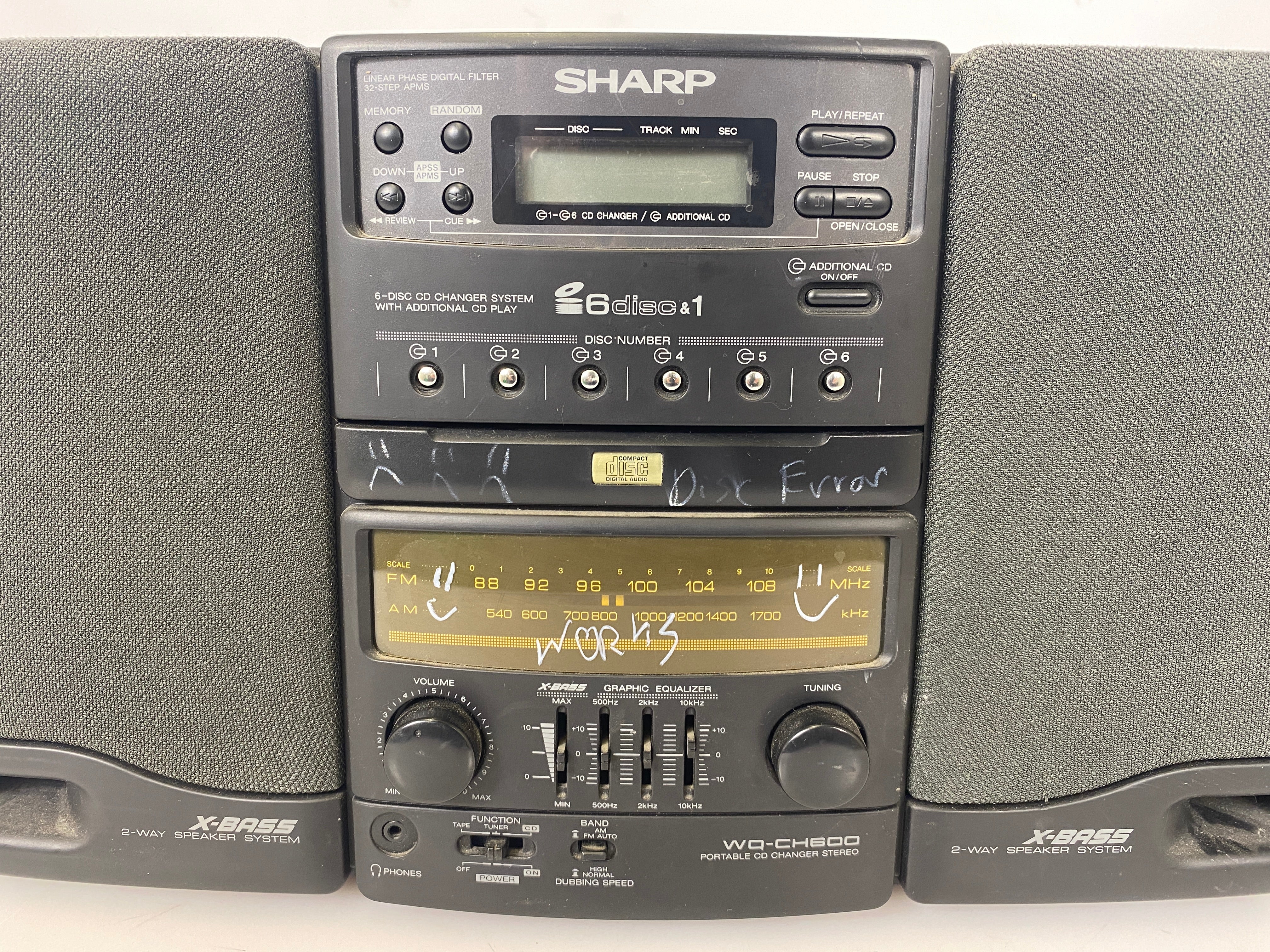 Sharp Vintage CD Dual Cassette Boombox WQ-CH600(GY)