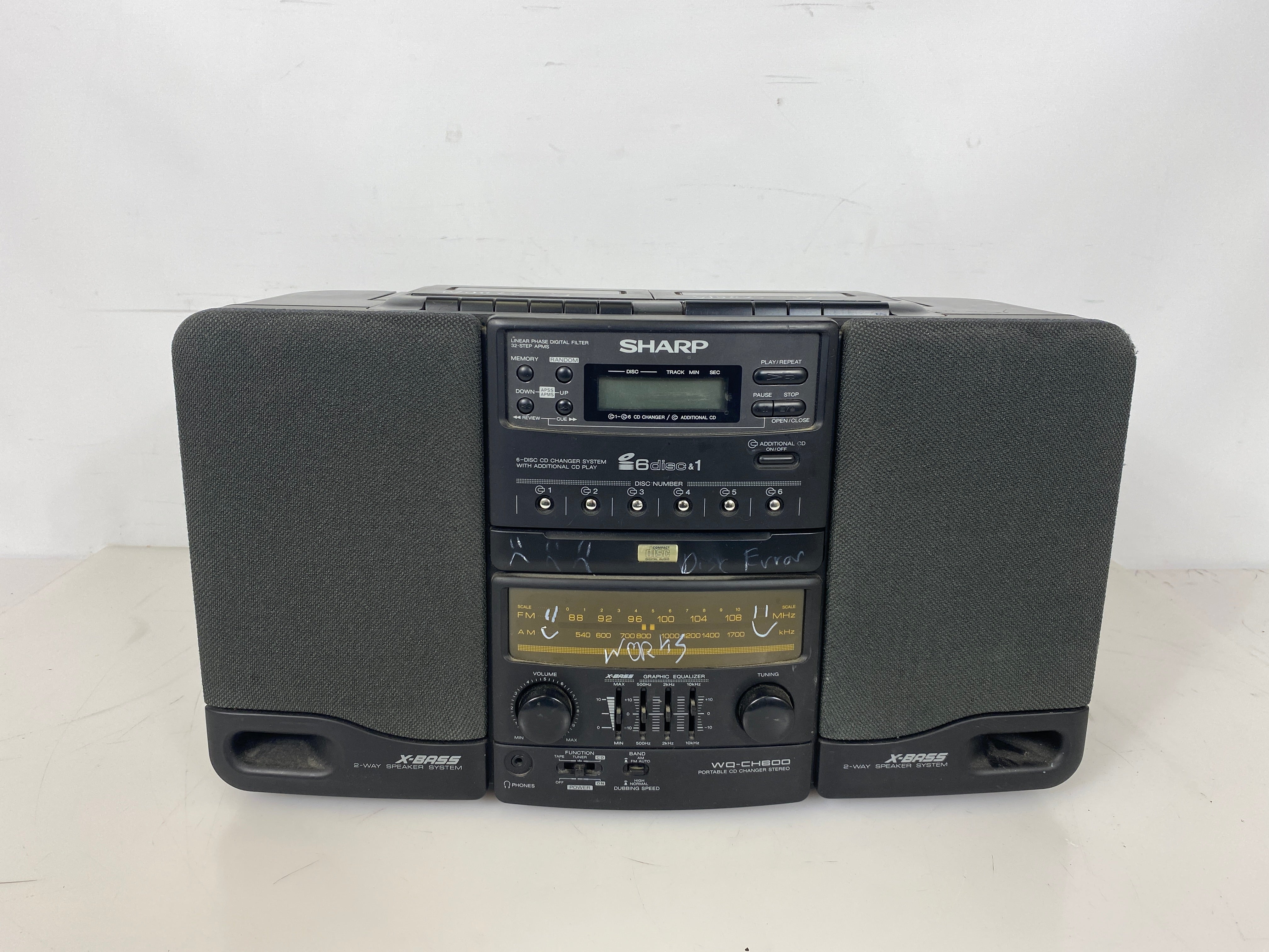 Sharp Vintage CD Dual Cassette Boombox WQ-CH600(GY)
