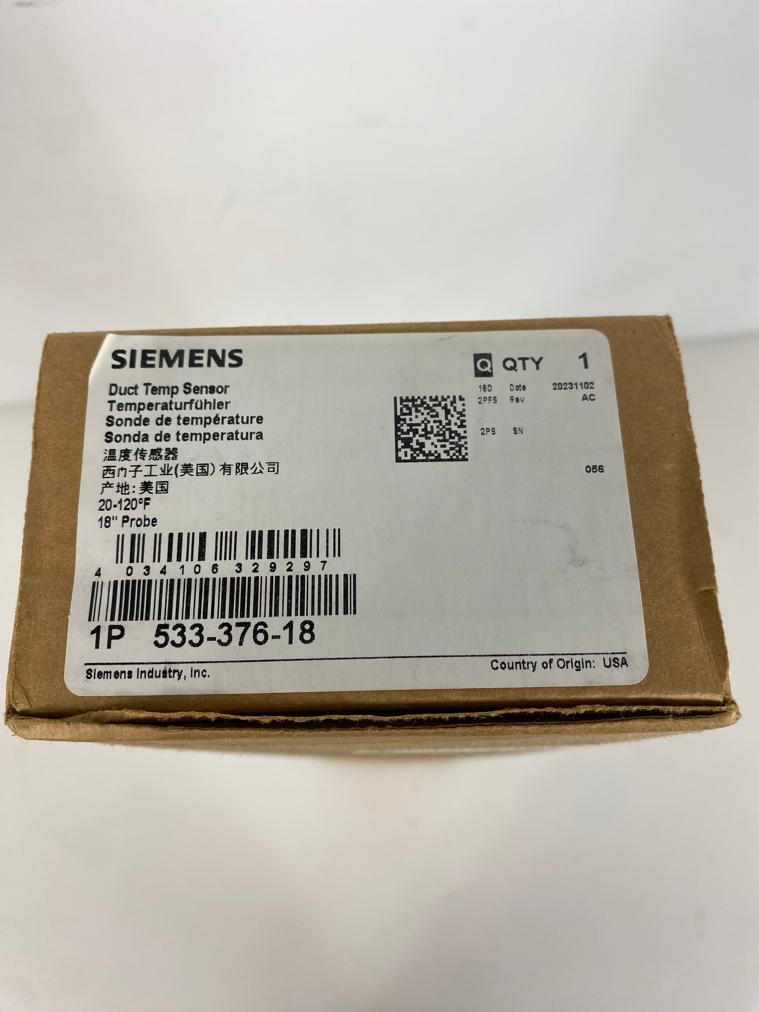 Siemens Duct Temperature Sensor 533-376-18 Pack of 3