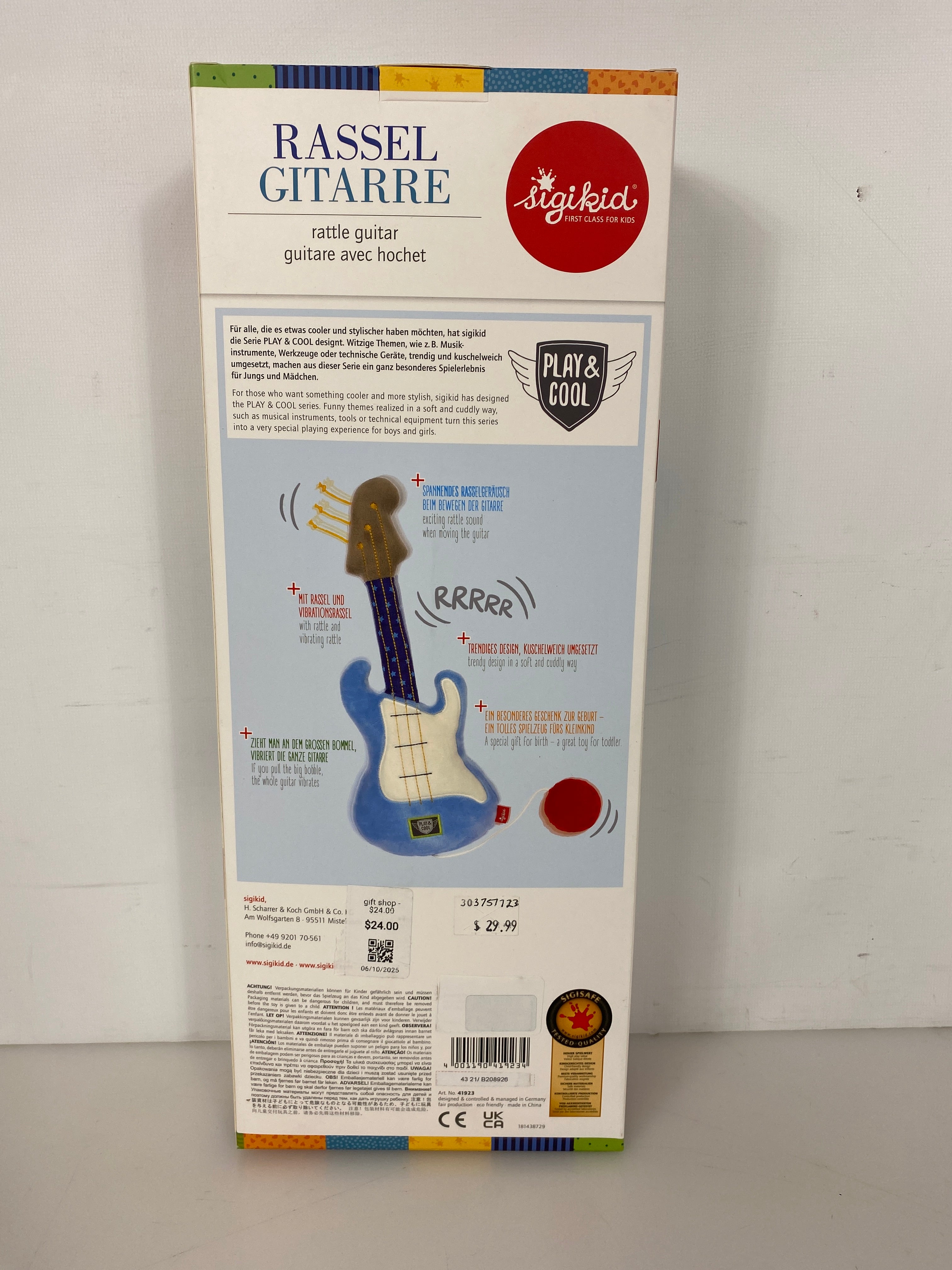 Sigikid Plush Rattle Guitar