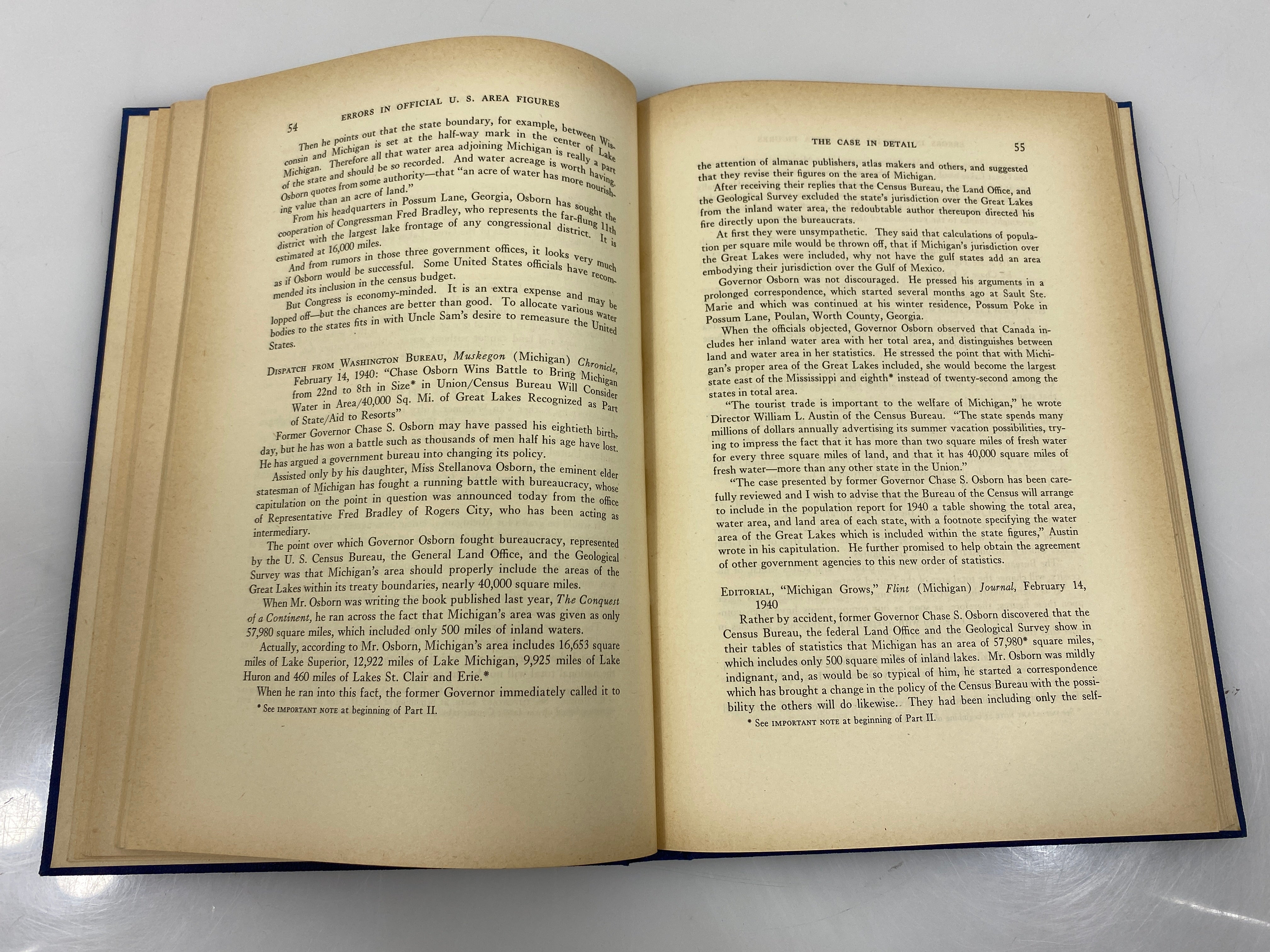 *Signed* Errors in Official US Area Figures by Osborn/Osborn 1945 HC
