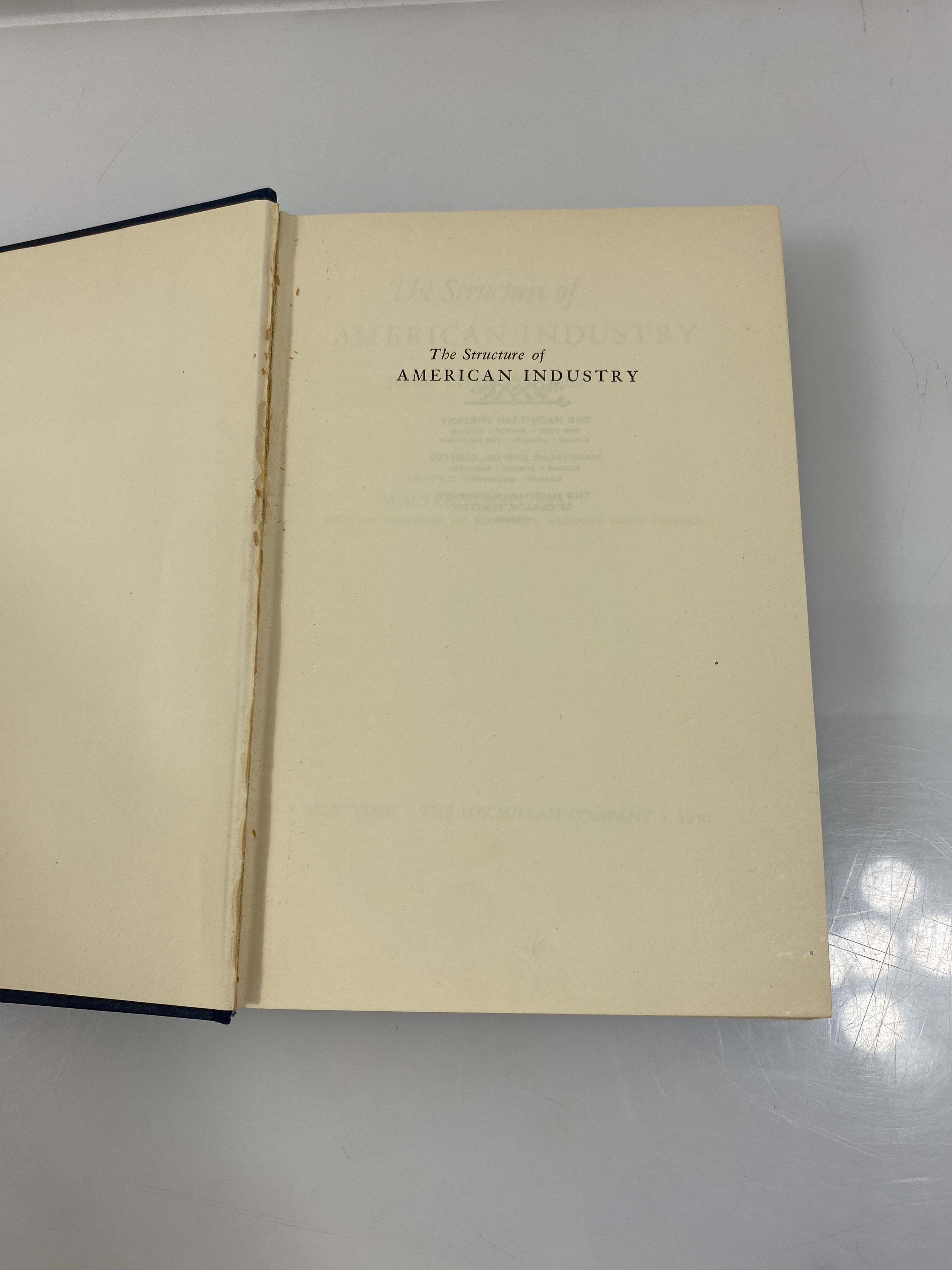 Signed The Structure of American Industry by Walter Adams Ex-library 1950 HC