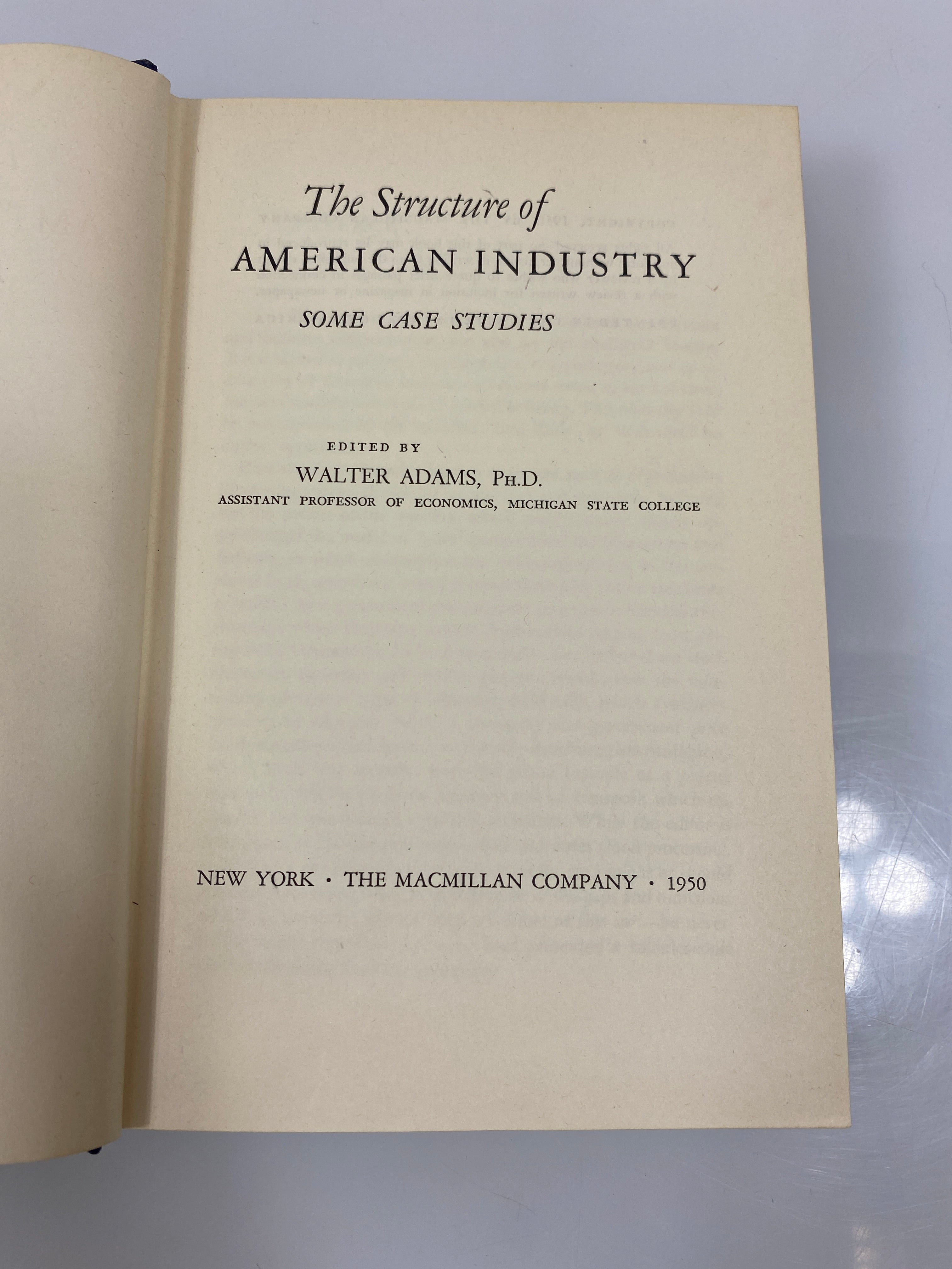 Signed The Structure of American Industry by Walter Adams Ex-library 1950 HC
