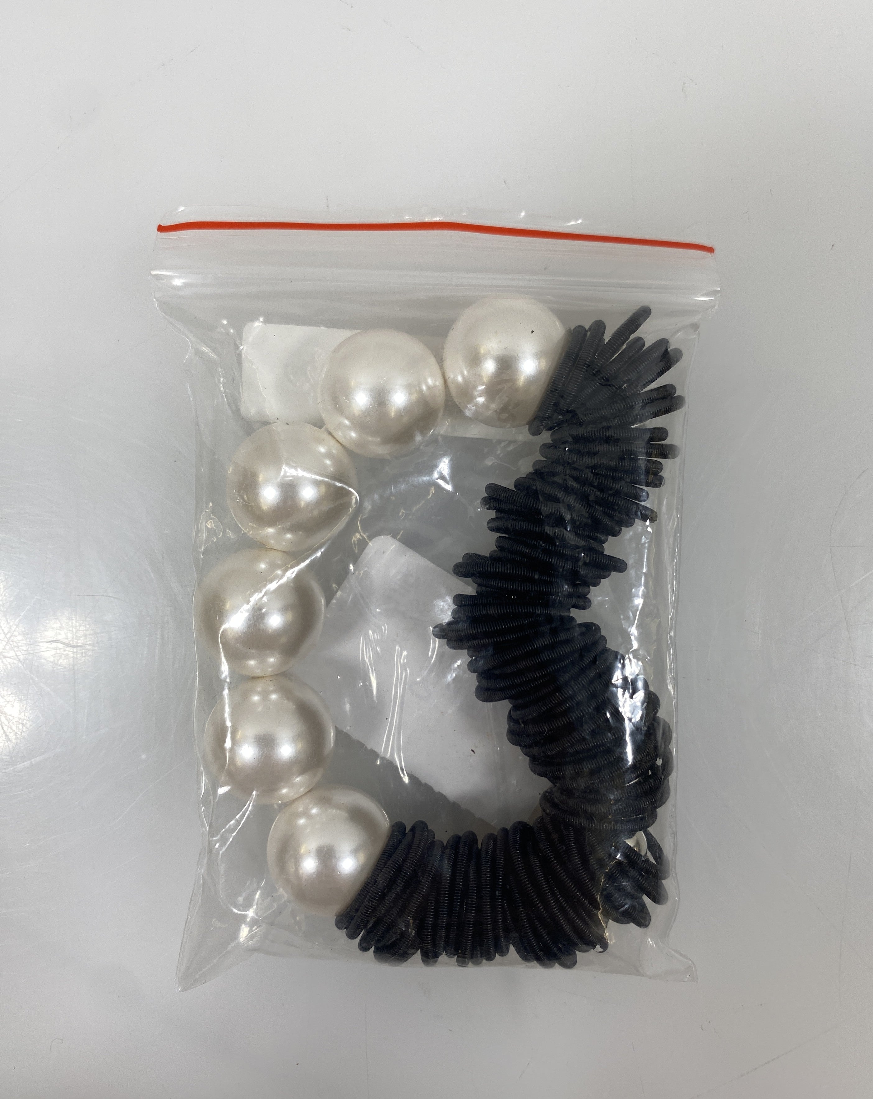 Silver Beaded Pearl Black Charm Bracelet