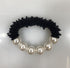 Silver Beaded Pearl Black Charm Bracelet