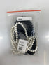 Silver Beaded Pearl Black Charm Clasp Necklace