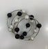Silver Black and White Beaded Wrap Bracelet