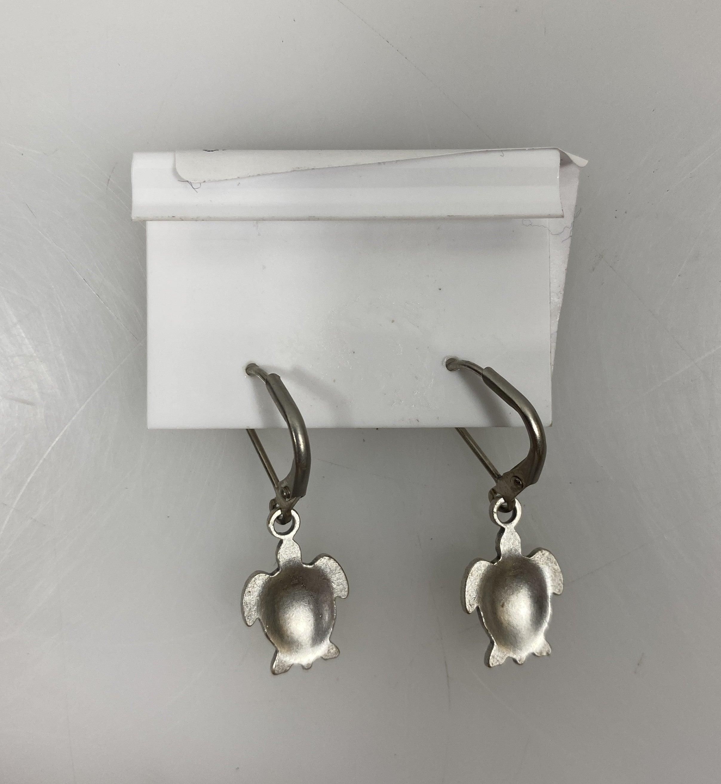 Silver Blue and Purple Crystal Turtle Earrings