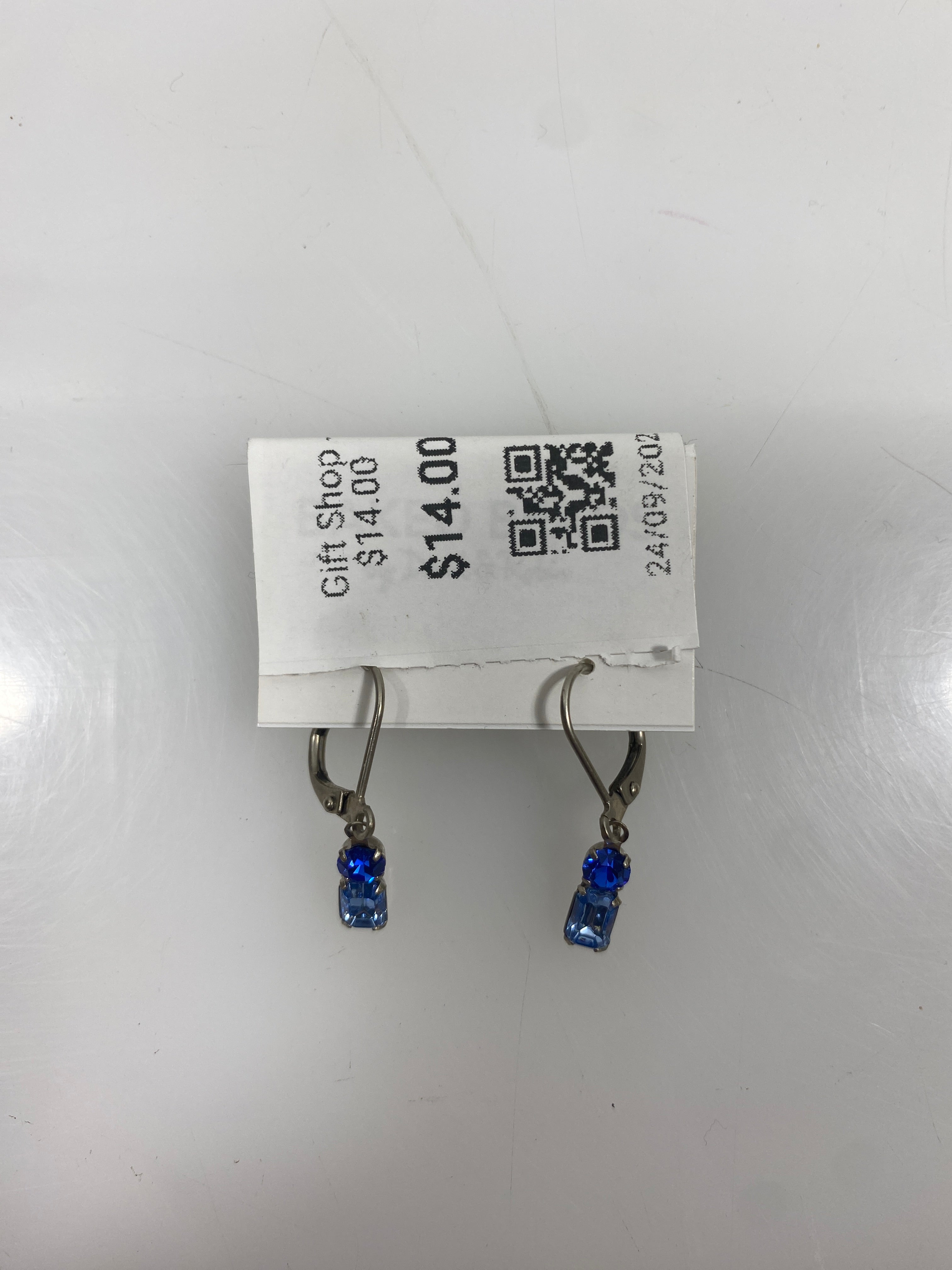 Silver Blue Beaded Earrings