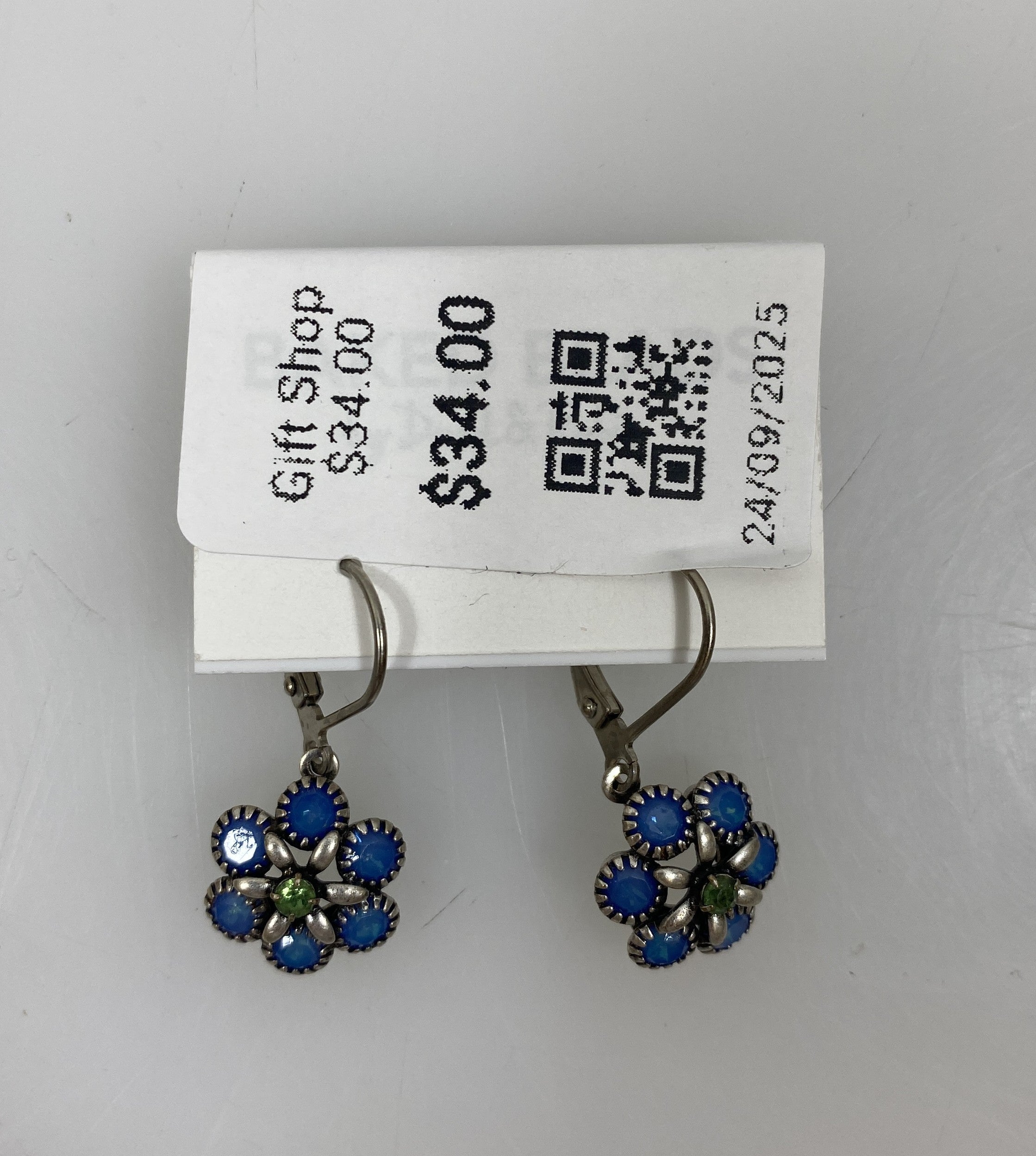 Silver Blue Crystal Florette Earrings