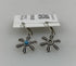 Silver Blue Crystal Granulated Flower Earrings