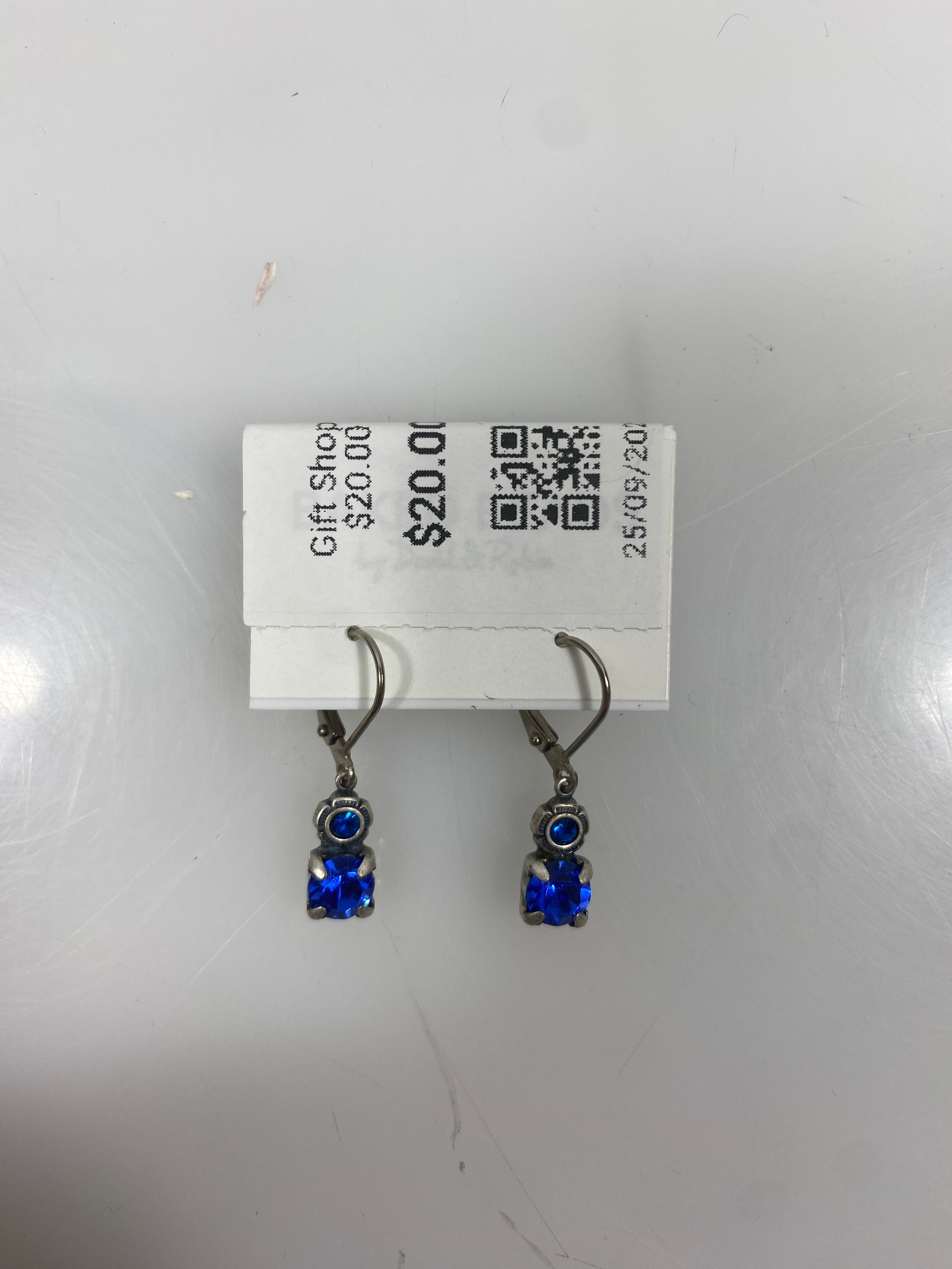 Silver Blue Gem Earrings