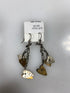 Silver Chain Dangle Mixed Metal Heart Charm Earrings