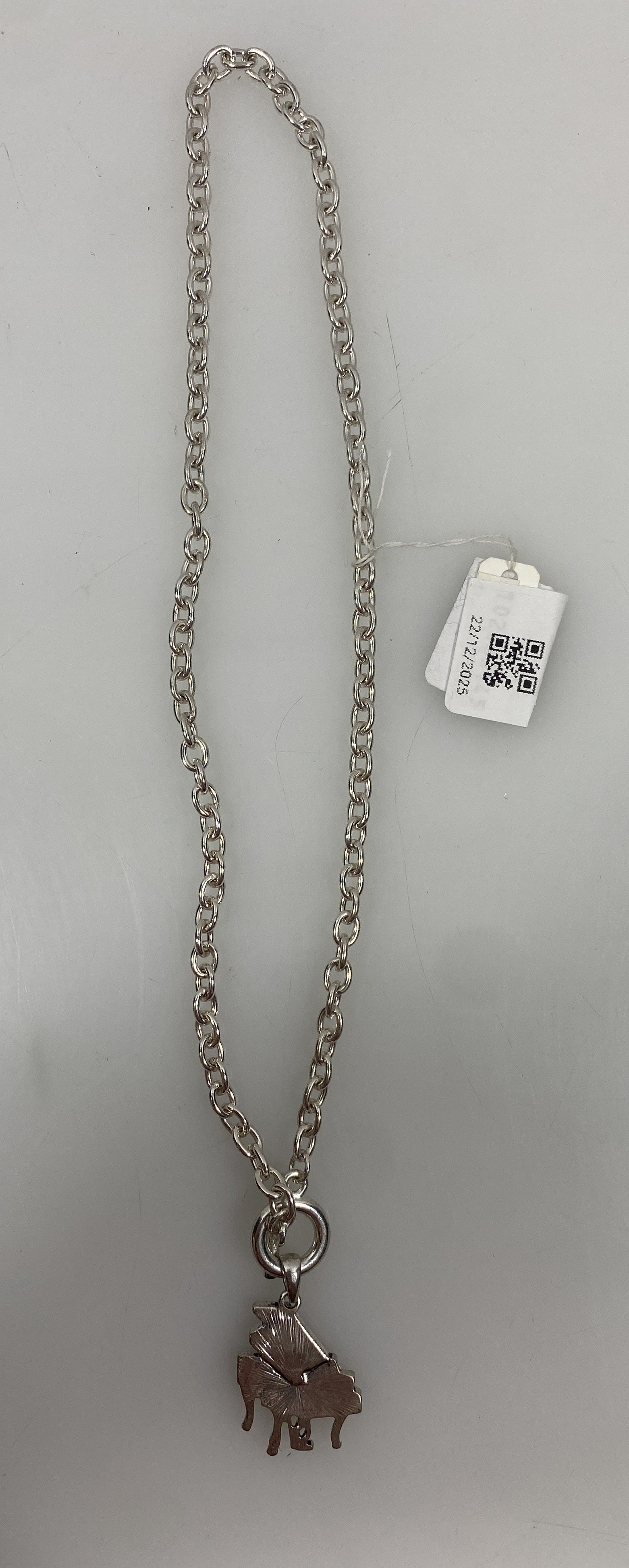 Silver Chain White Crystal Piano Toggle Clasp Necklace