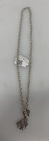 Silver Chain White Crystal Piano Toggle Clasp Necklace