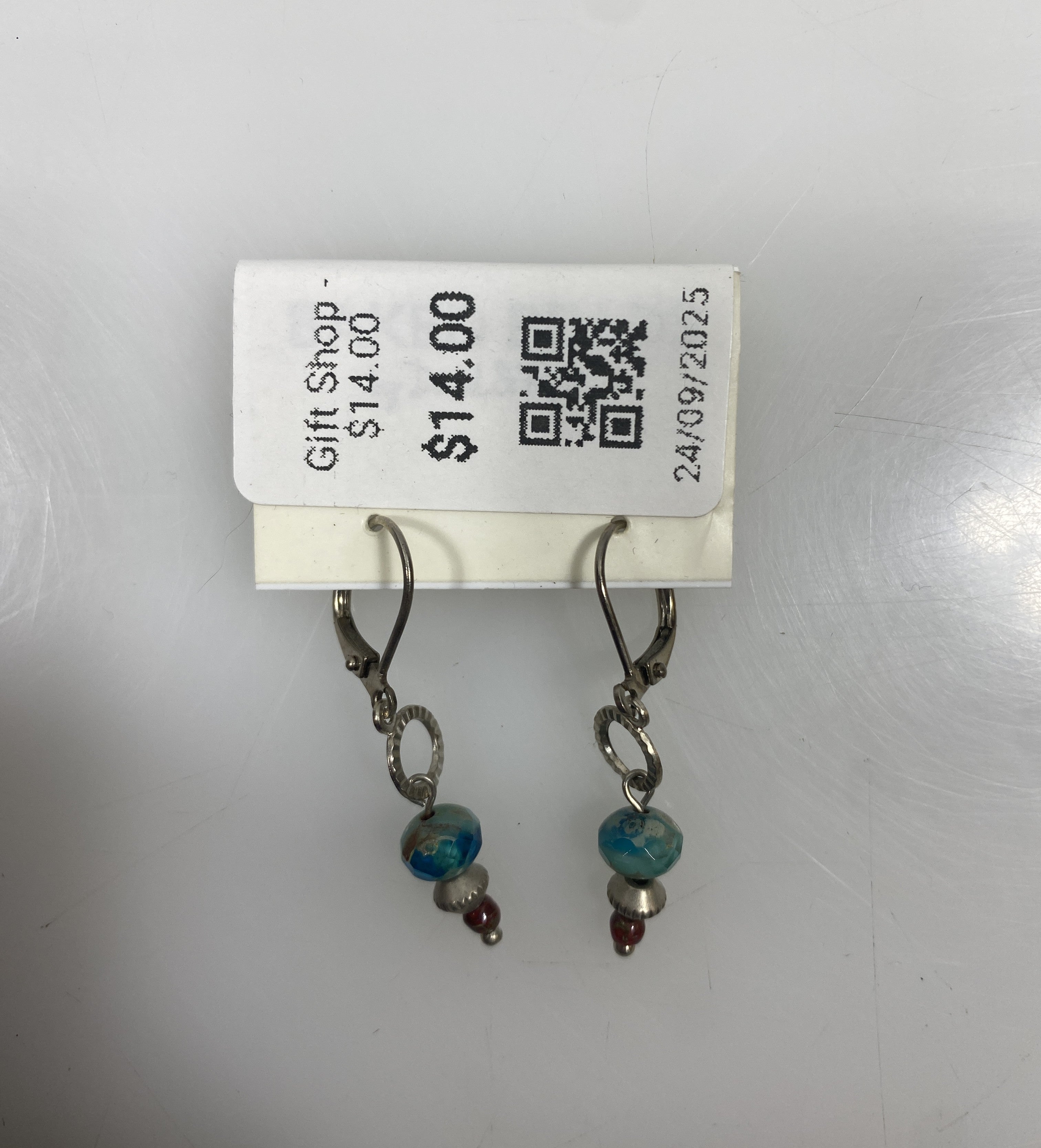 Silver Dangle Beaded Earrings