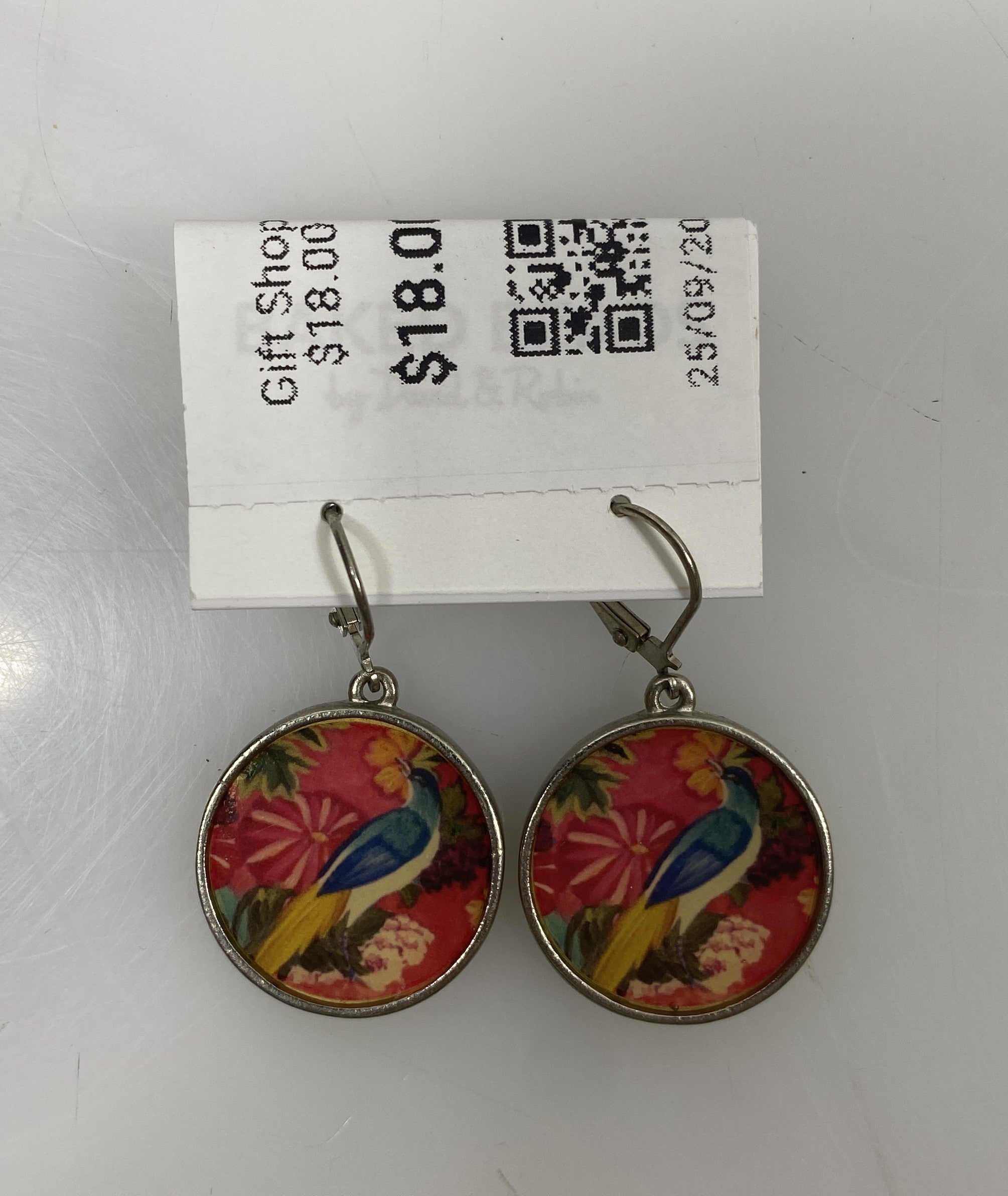 Silver Enamel Blue Bird Dangle Earrings