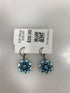 Silver Enamel Blue Crystal Earrings