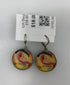Silver Enamel Pink Bird Dangle Earrings