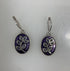 Silver Enamel Purple Flower Earrings