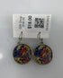 Silver Enamel Red Bird Dangle Earrings