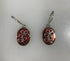 Silver Enamel Red Flower Earrings
