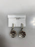 Silver Enamel White Crystal Earrings
