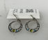 Silver Filigree Blue and Green Crystal Hoop Earrings